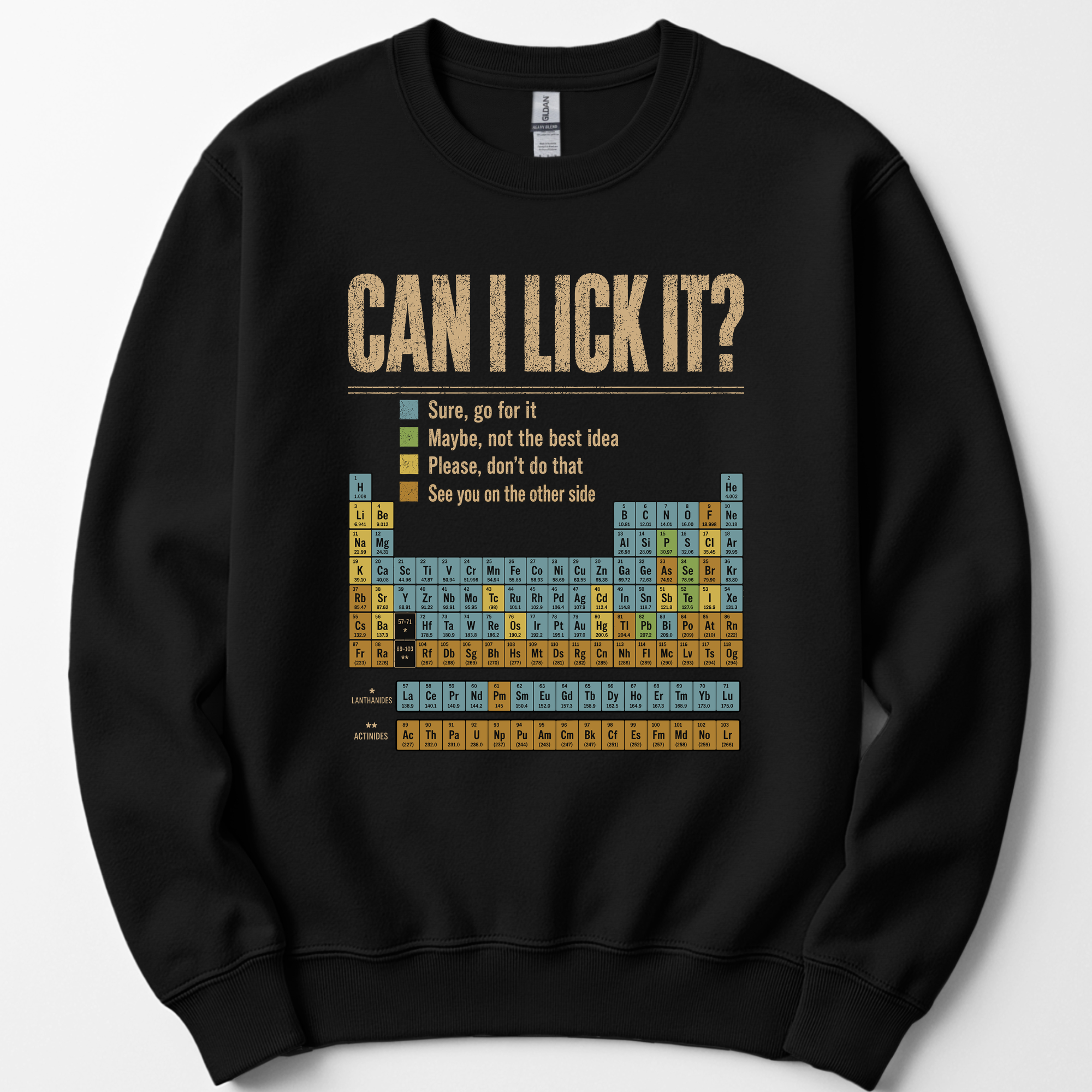 Can I Lick It Periodic Table sweatshirt — Black