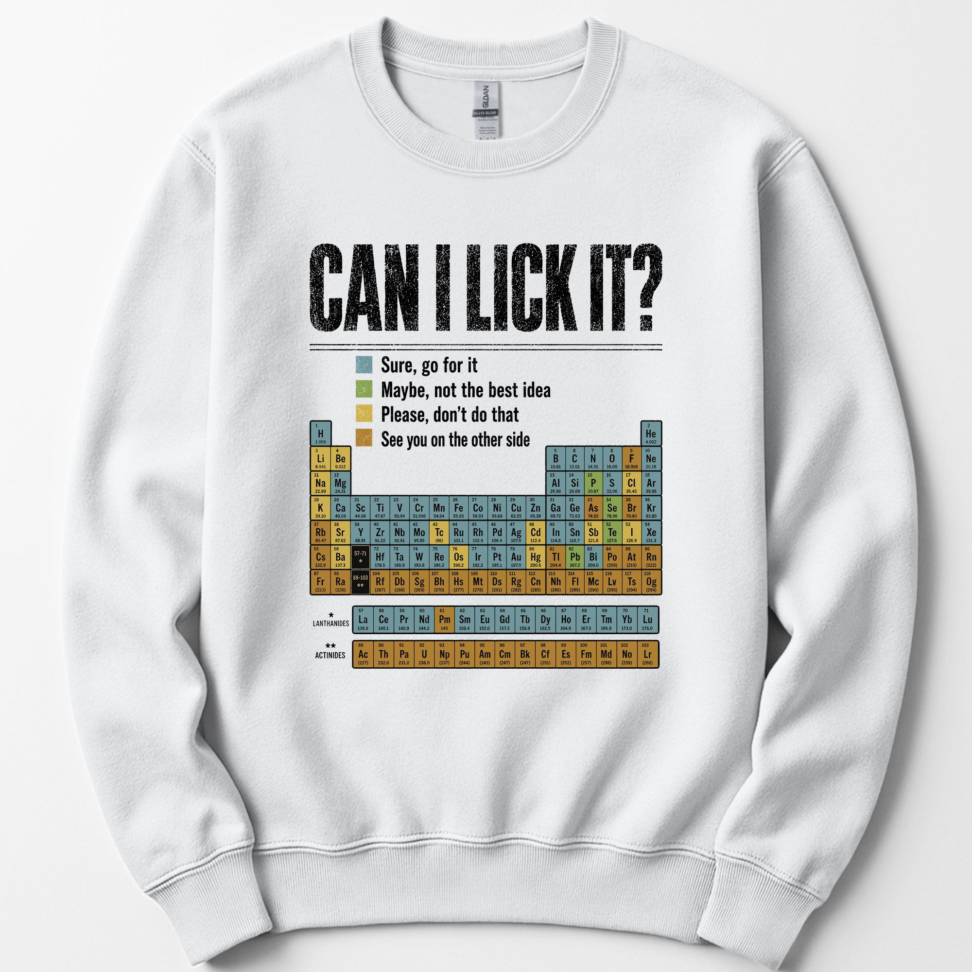 Can I Lick It Periodic Table sweatshirt — White