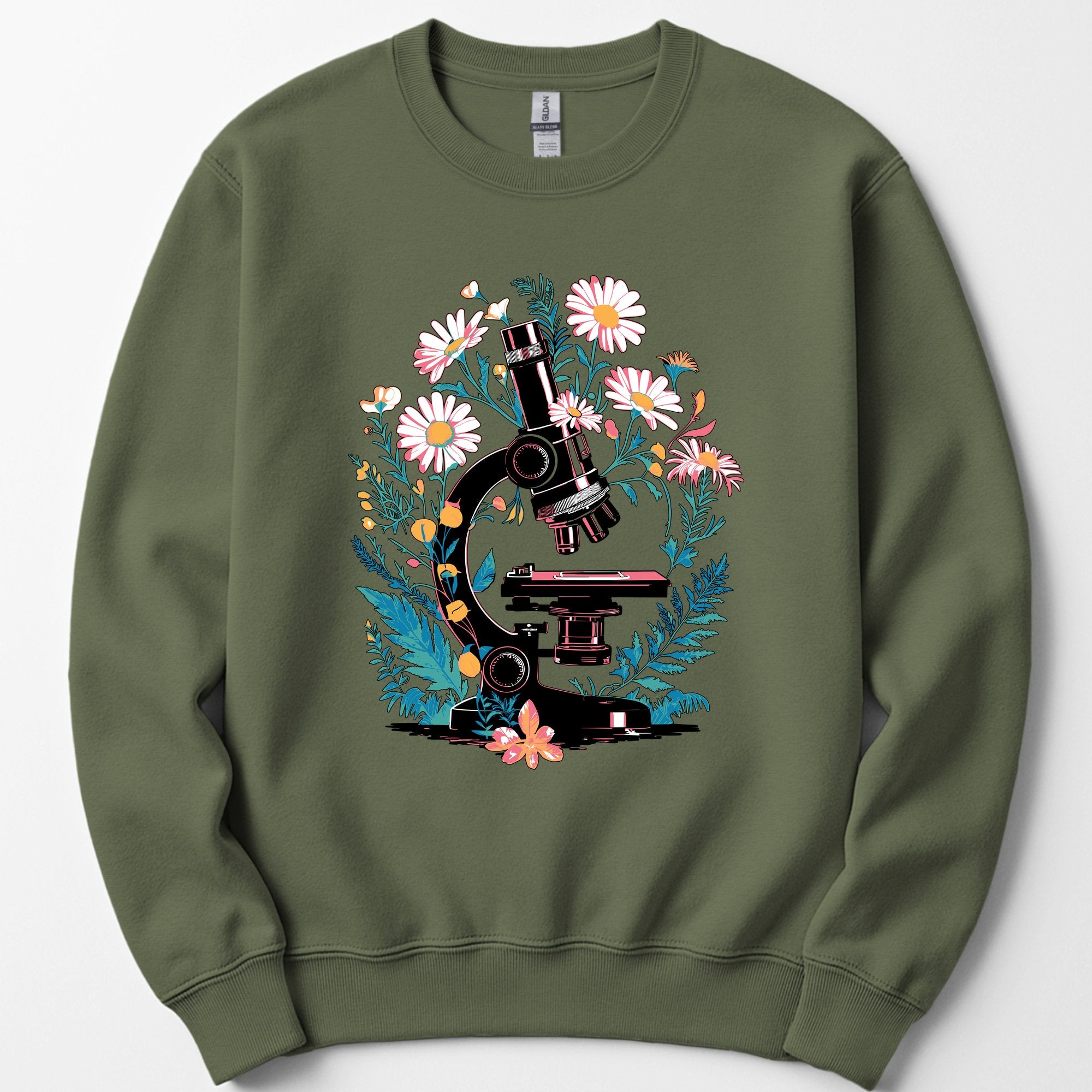 Floral Microscope sweatshirt — Military Green