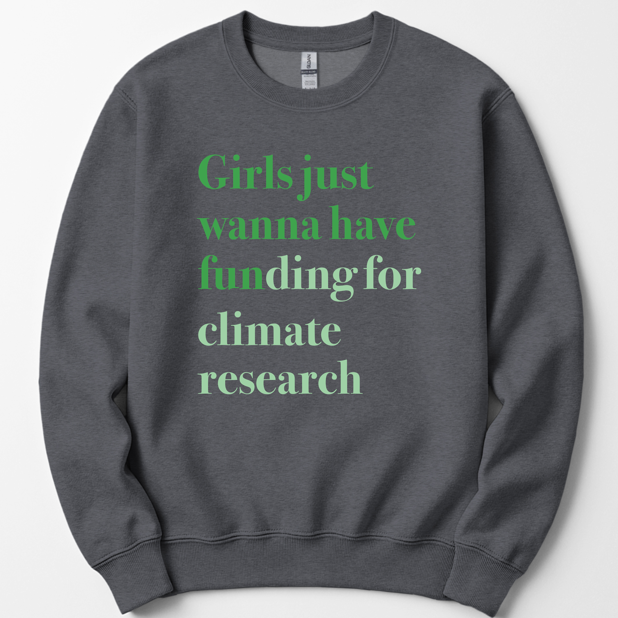 Girls Just Wanna Have Funding - Climate Research sweatshirt — Dark Heather