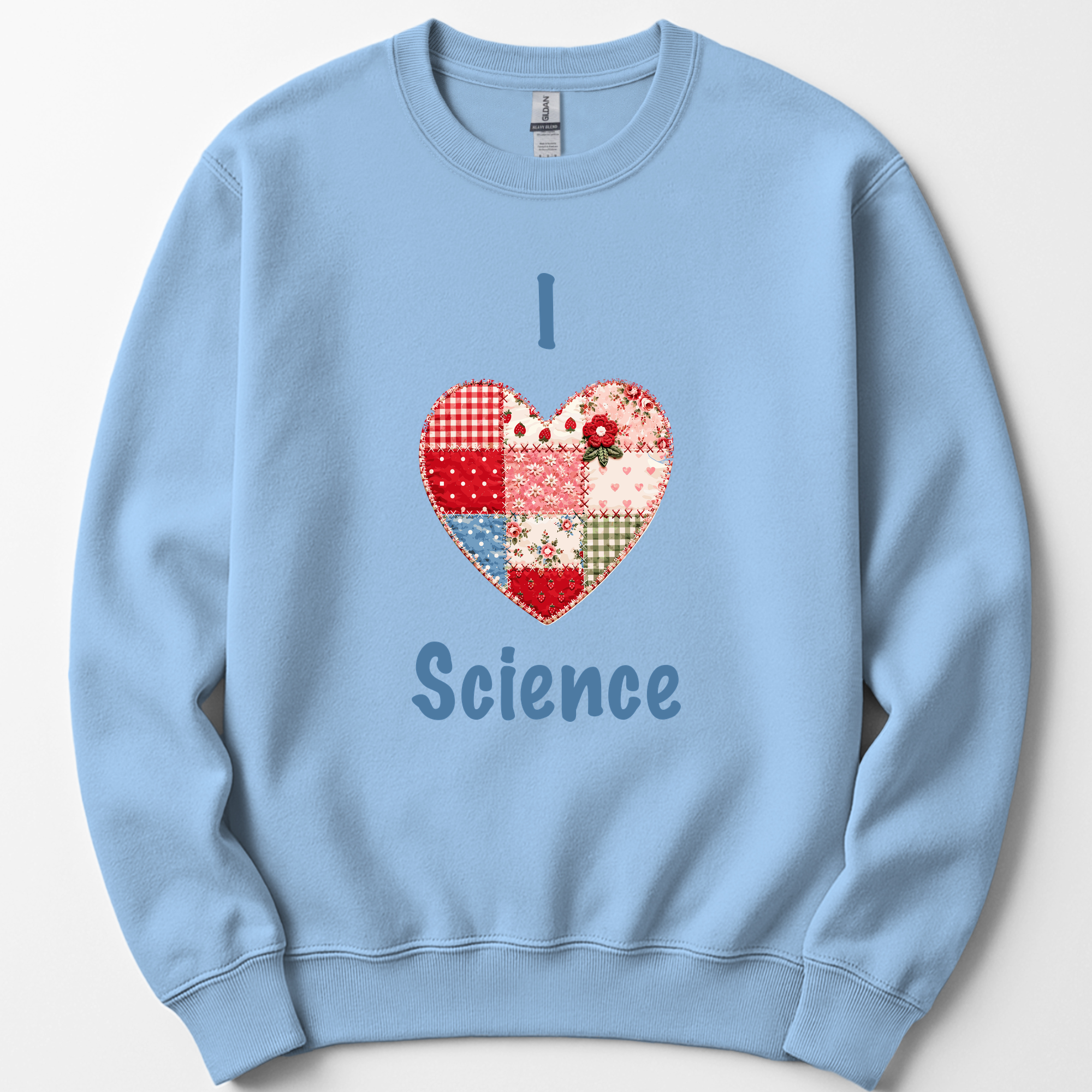 I Hearth Science Patchwork sweatshirt — Light Blue