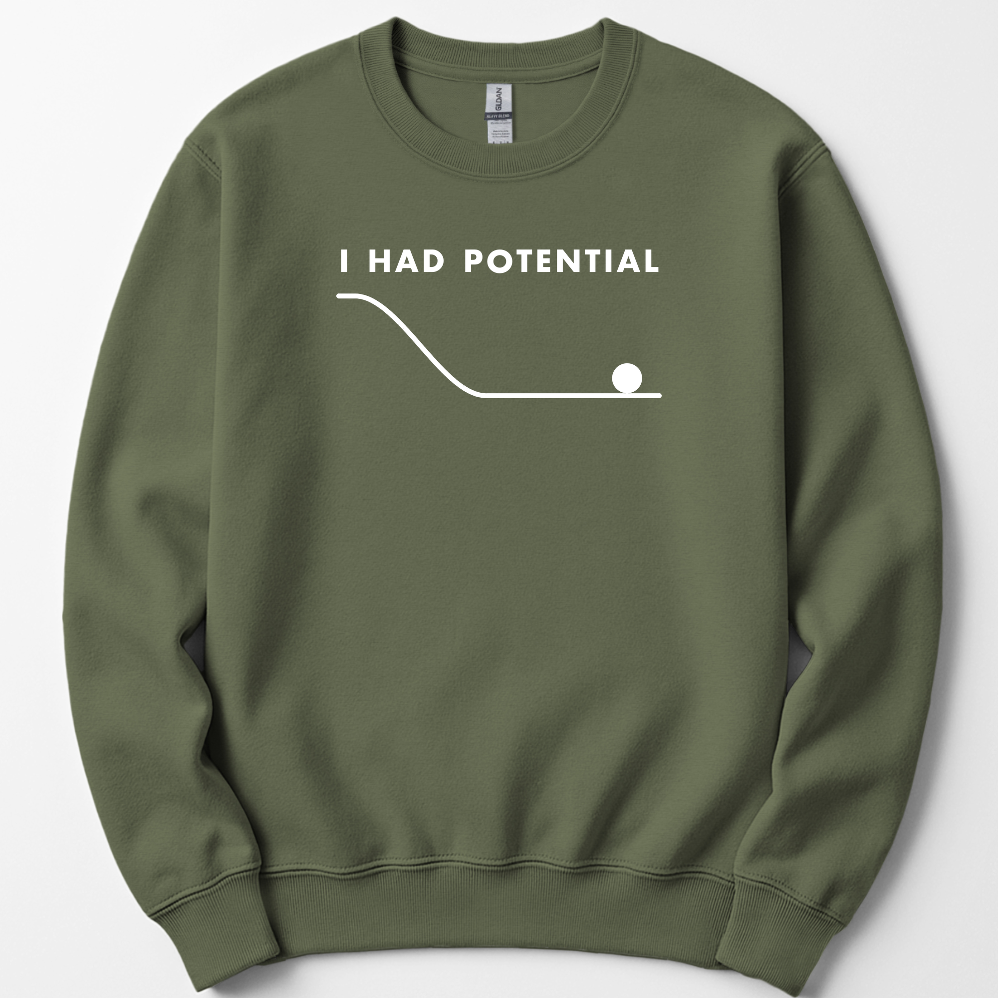 I Had Potential sweatshirt — Military Green