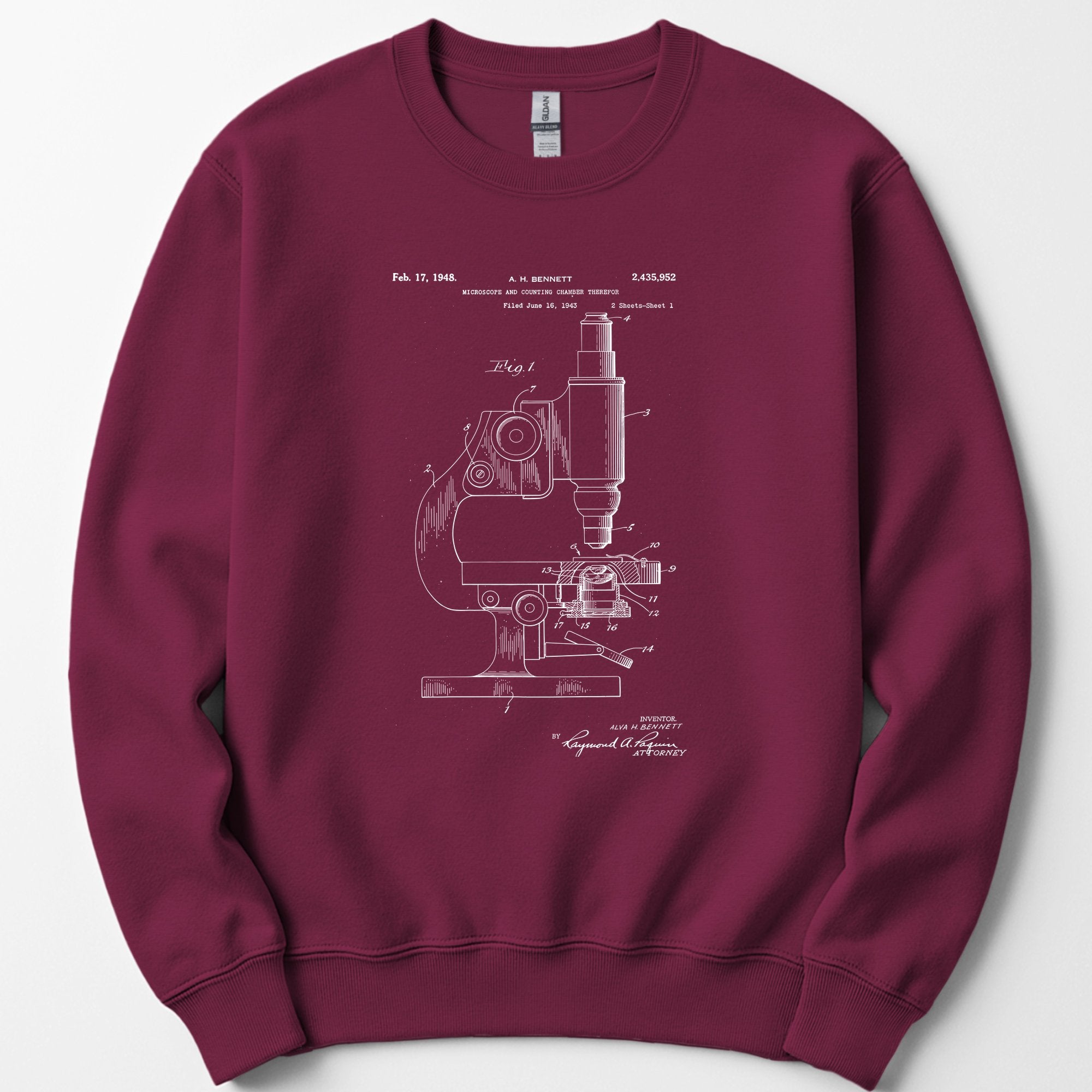 Microscope Patent sweatshirt — Maroon