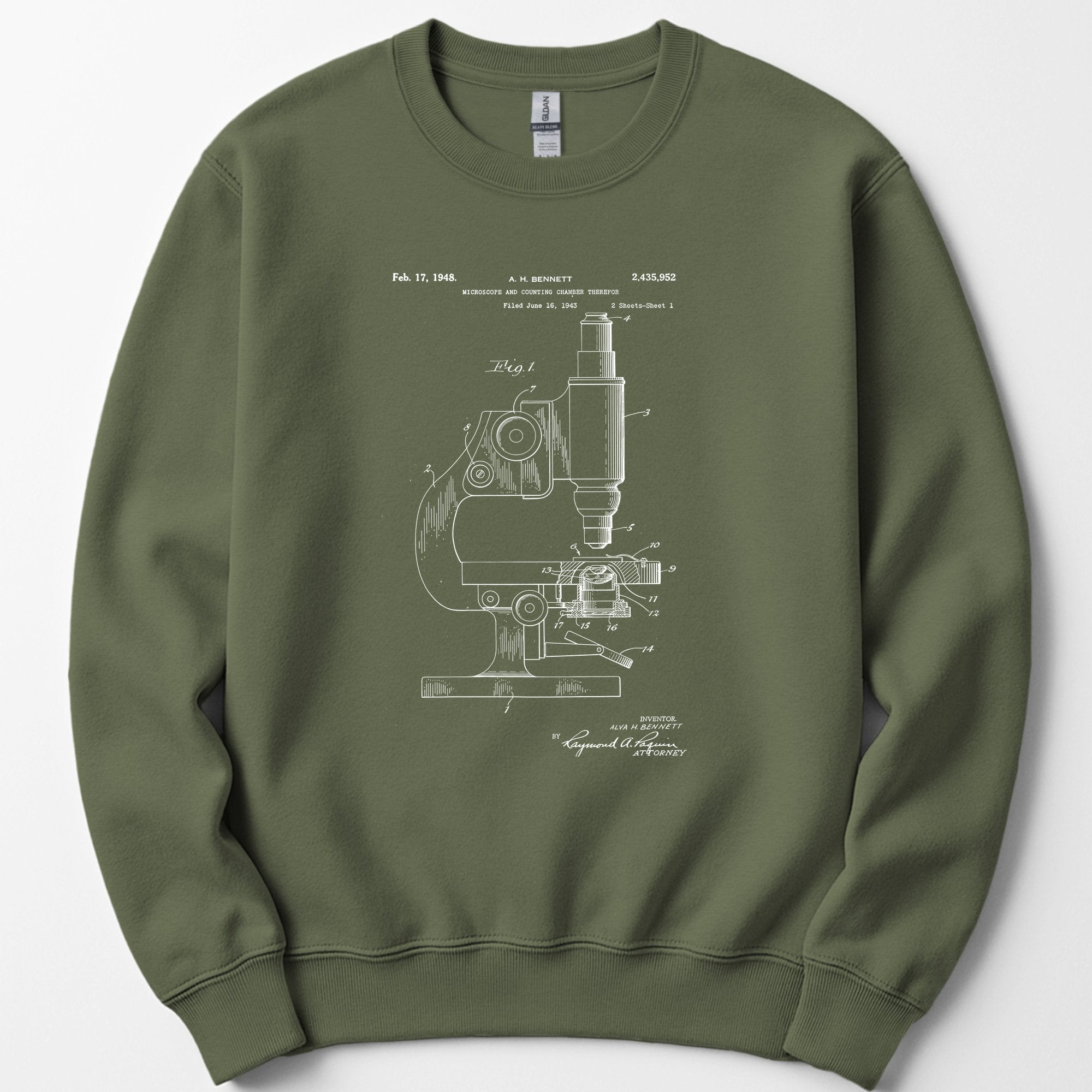 Microscope Patent sweatshirt — Military Green
