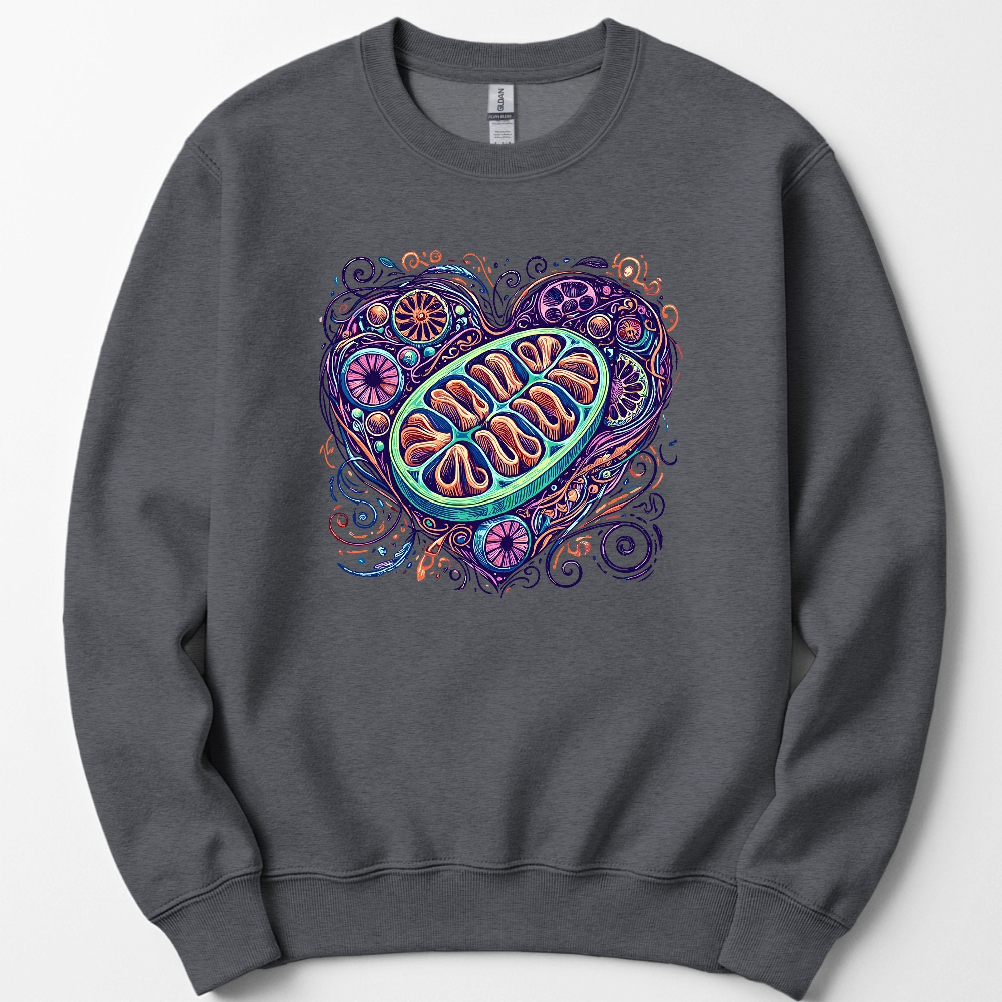 Mitochondria Heart sweatshirt — Dark Heather
