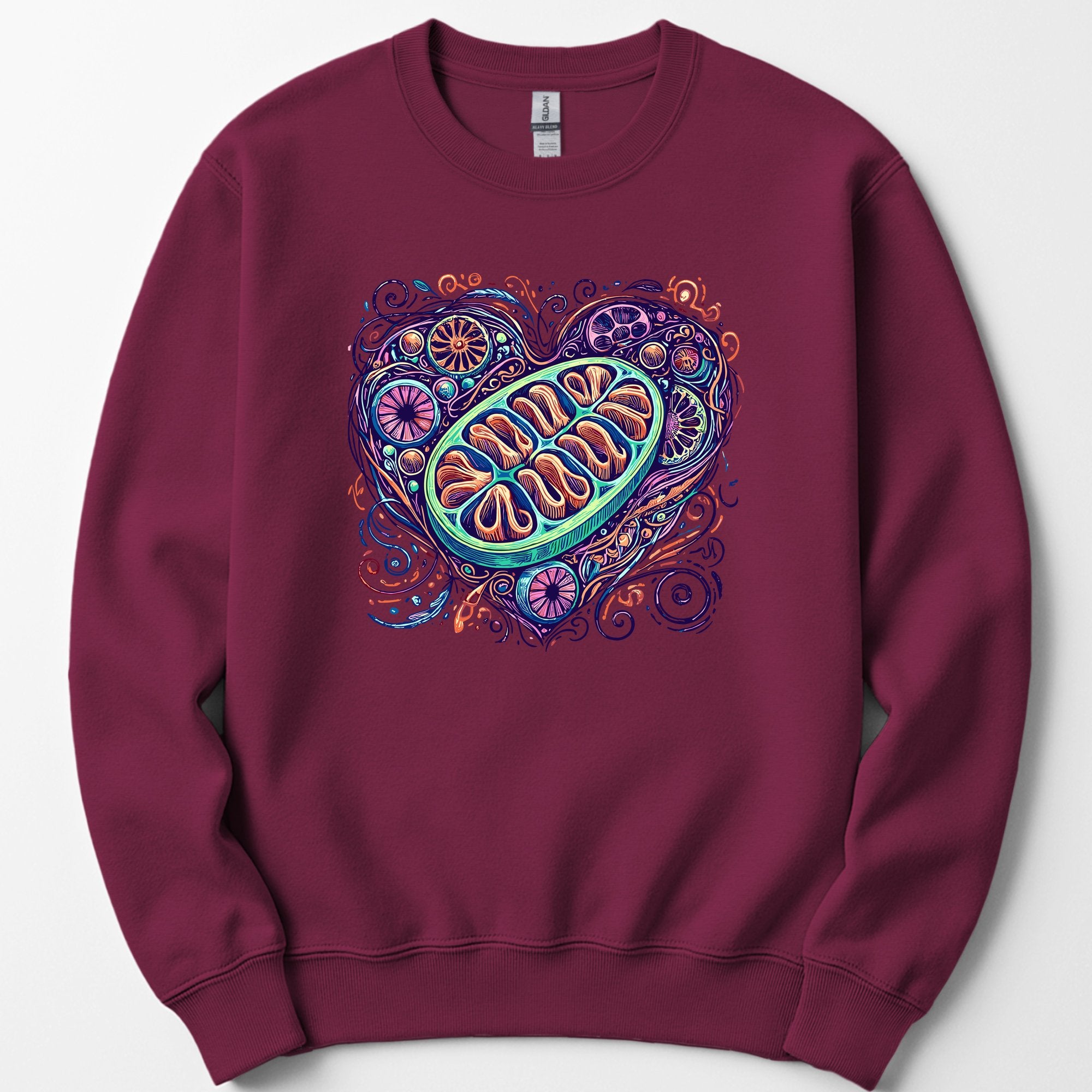 Mitochondria Heart sweatshirt — Maroon