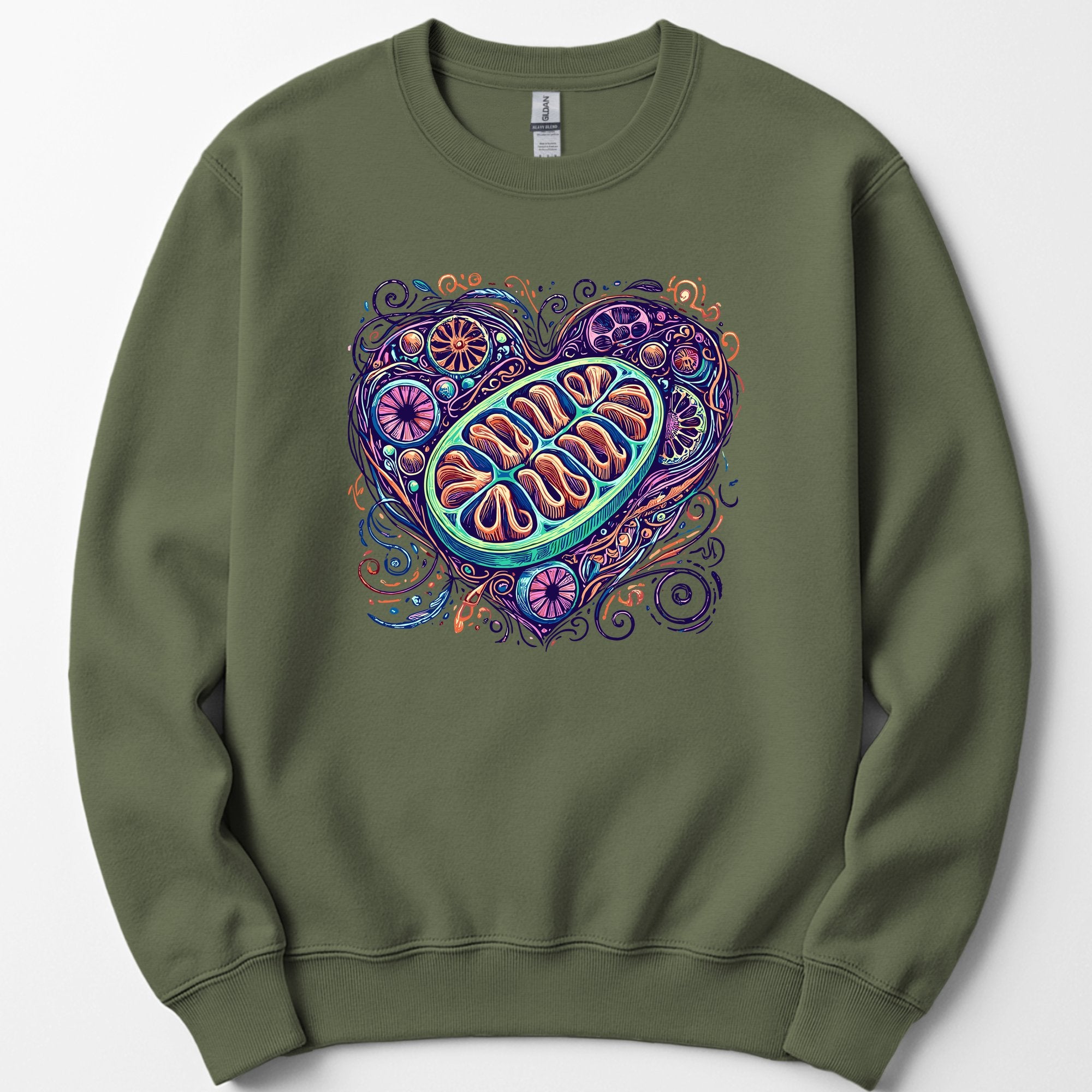 Mitochondria Heart sweatshirt — Military Green