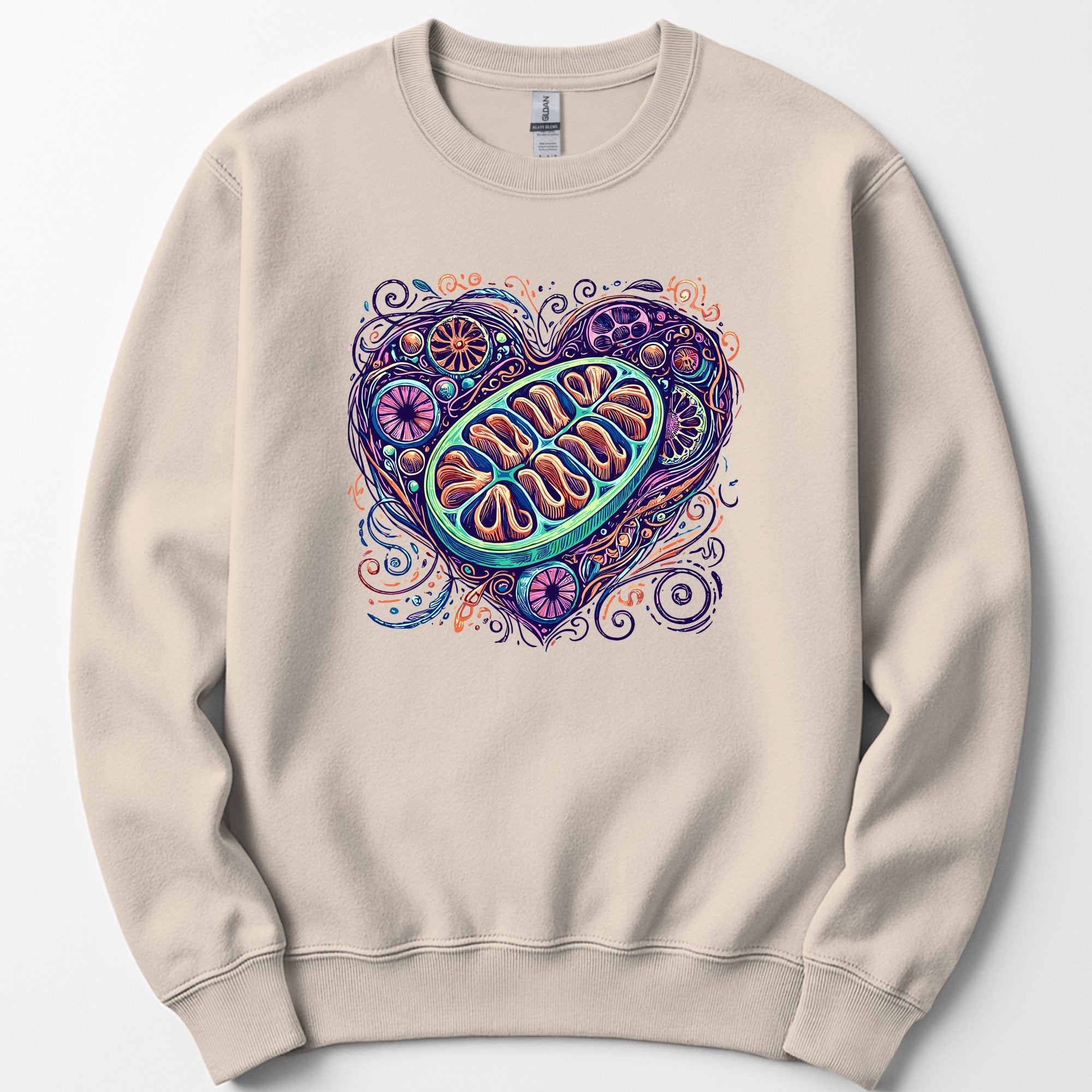 Mitochondria Heart sweatshirt — Sand