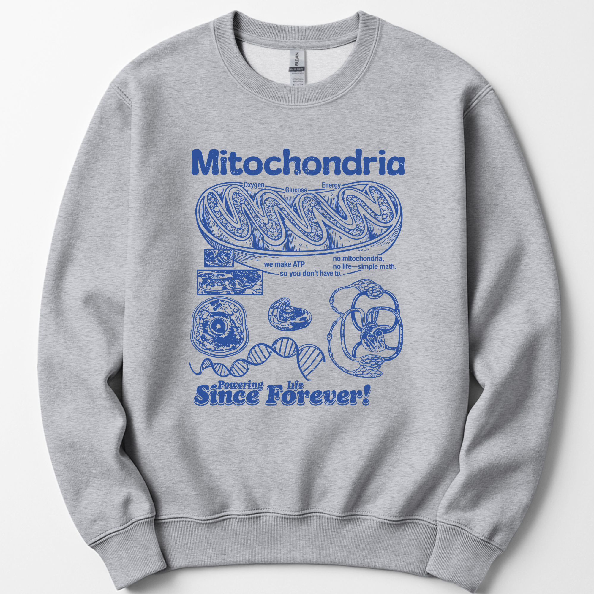 Mitochondria Powering Life sweatshirt — Sport Grey