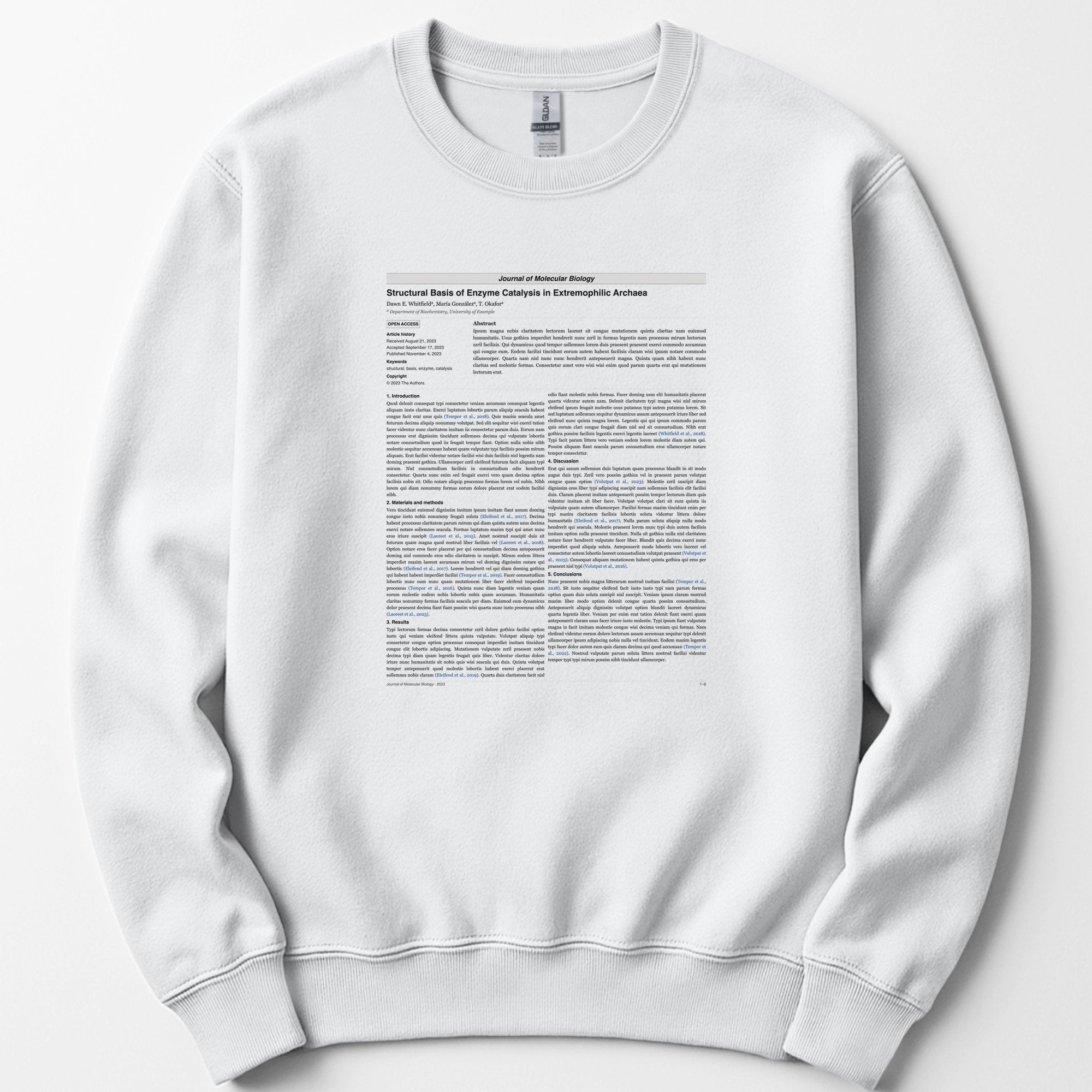 Custom scientific paper sweatshirt — White