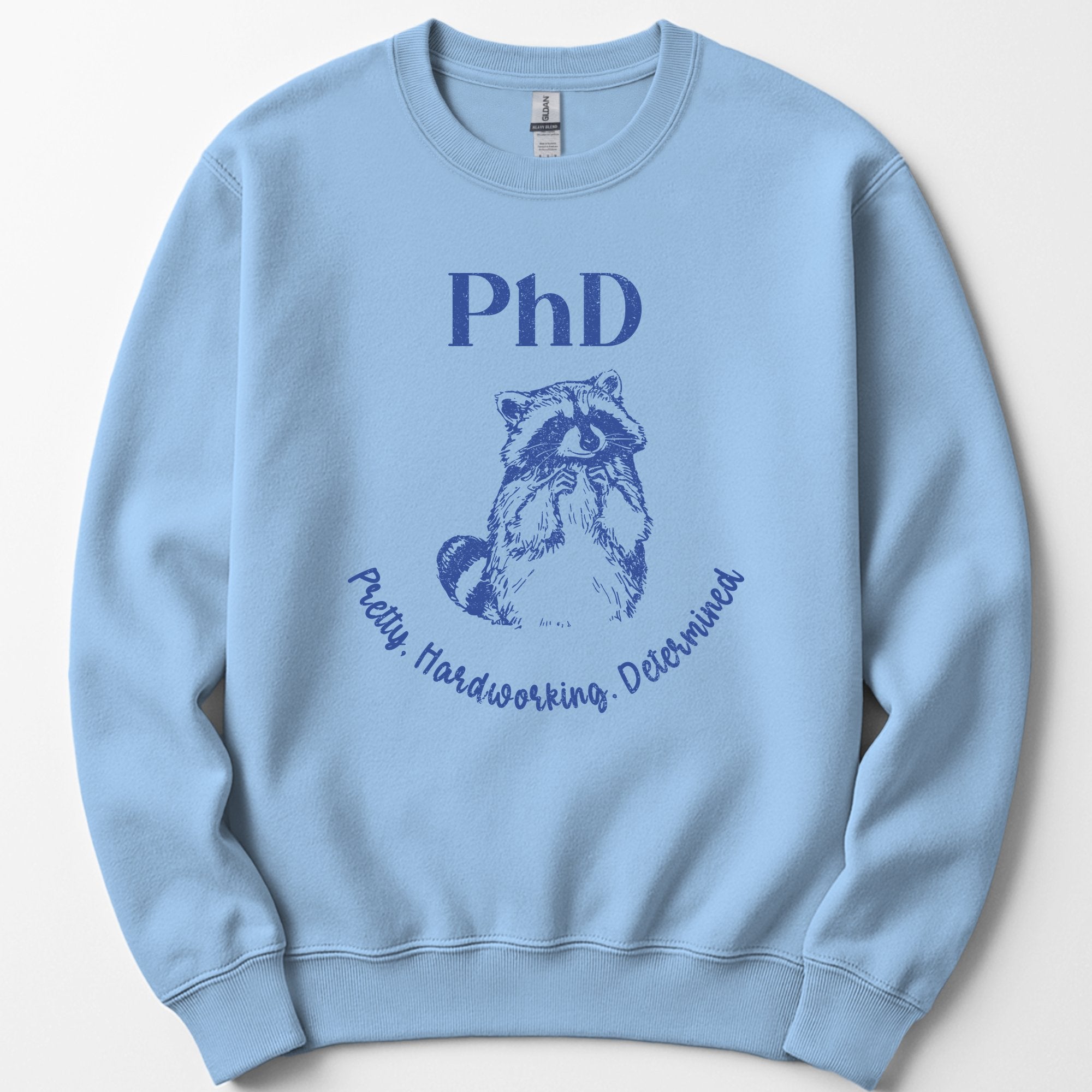 PhD - Pretty, Hardworking, Determined sweatshirt — Light Blue