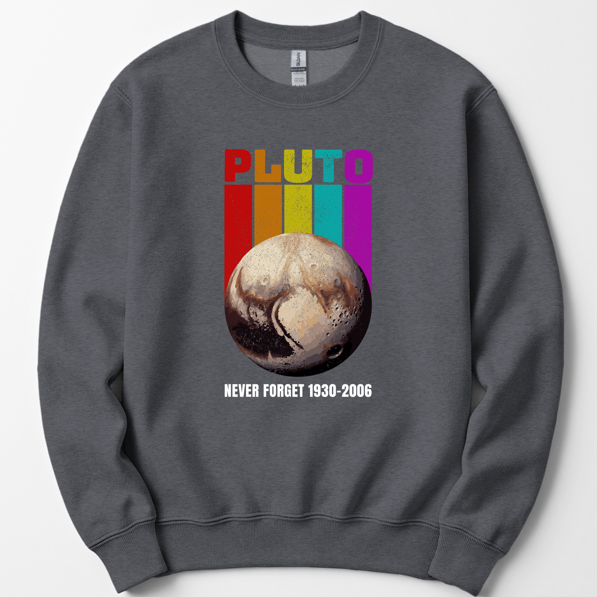 Pluto Never Forget sweatshirt — Dark Heather