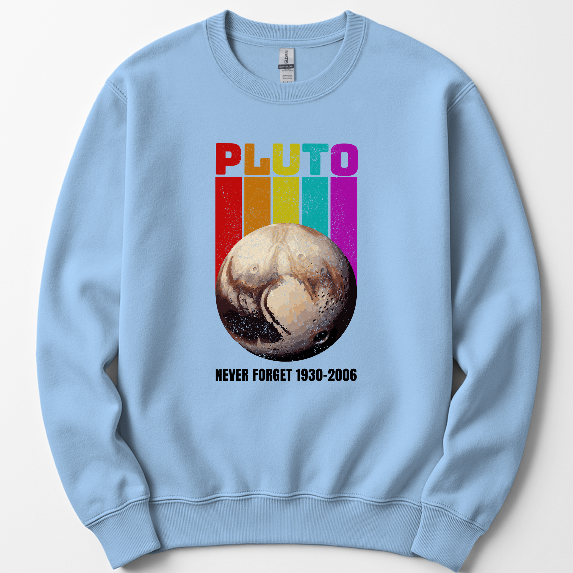 Pluto Never Forget sweatshirt — Light Blue