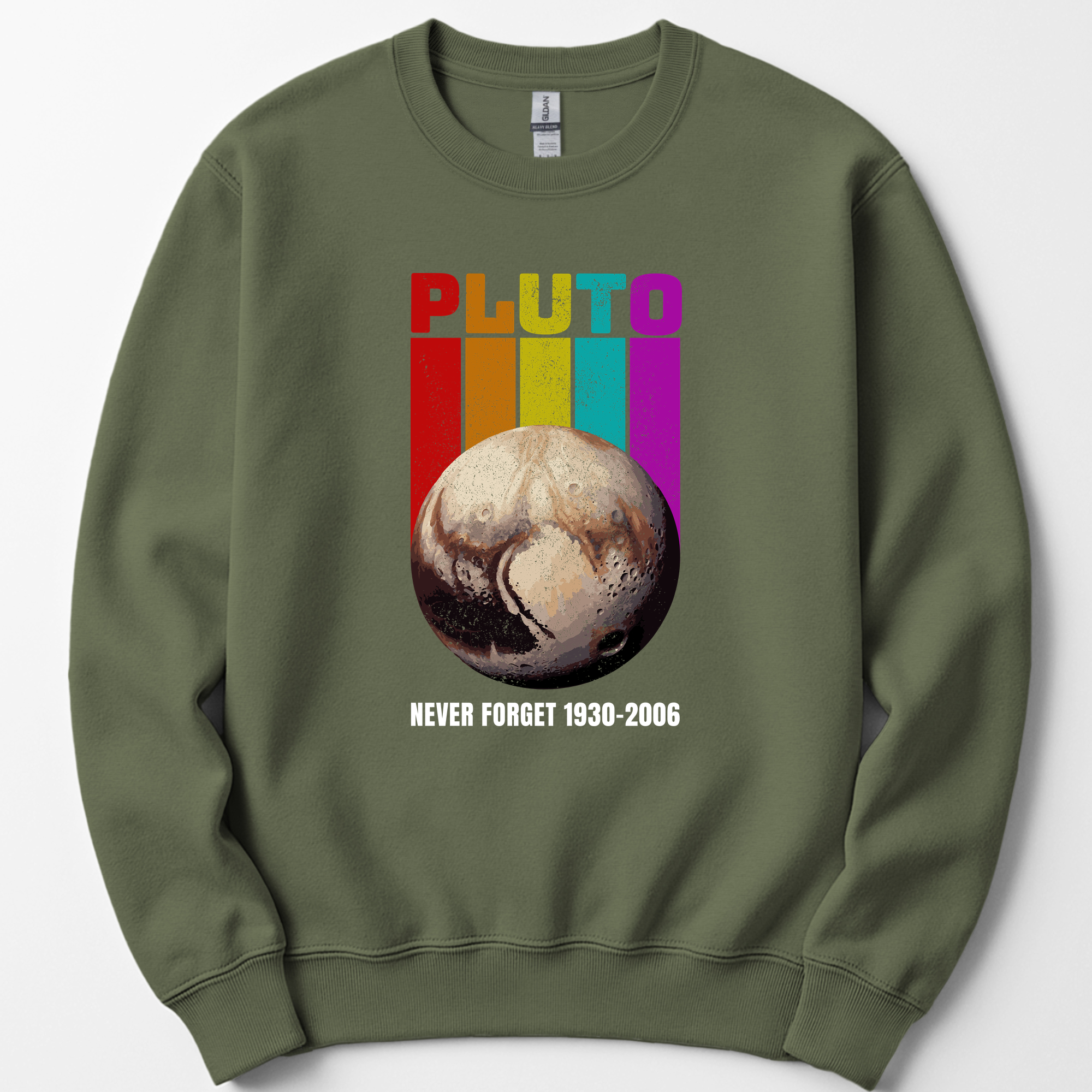 Pluto Never Forget sweatshirt — Military Green