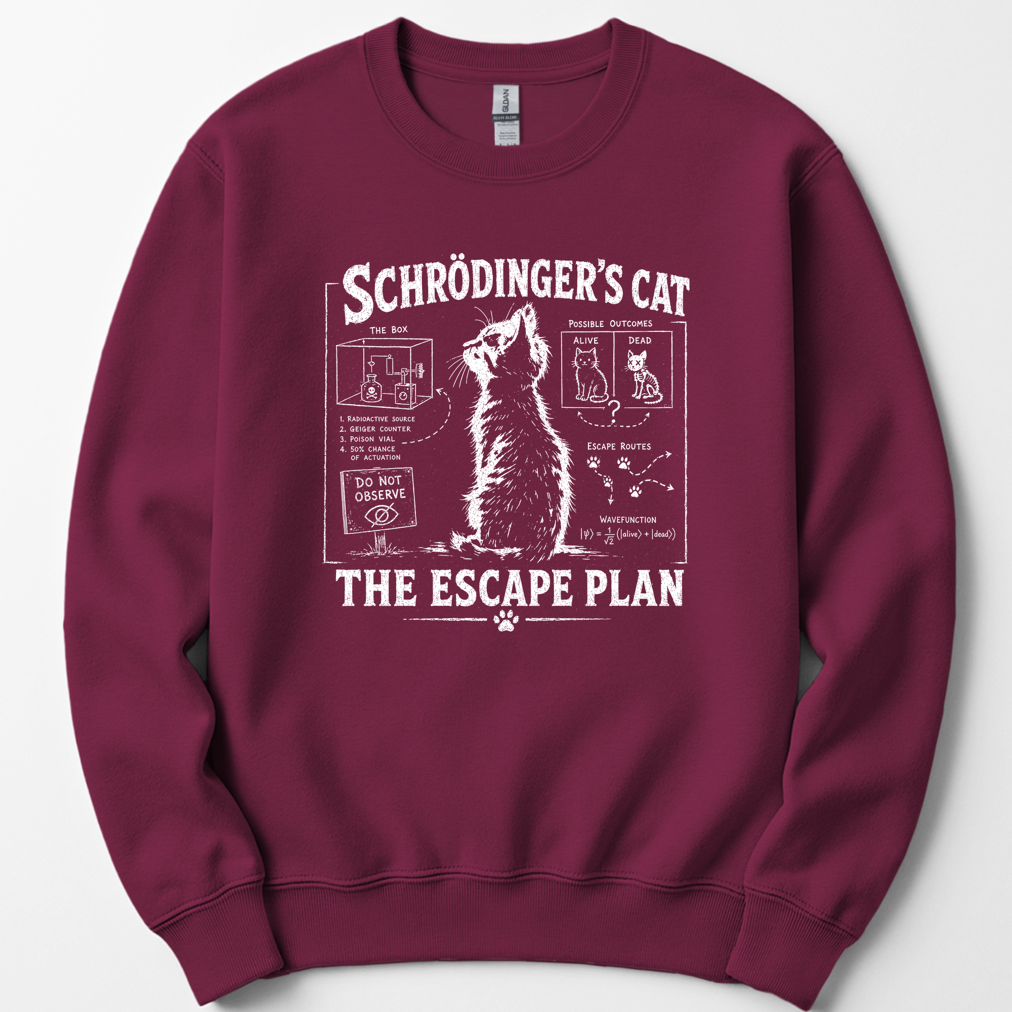 Schrödinger's Cat sweatshirt — Maroon