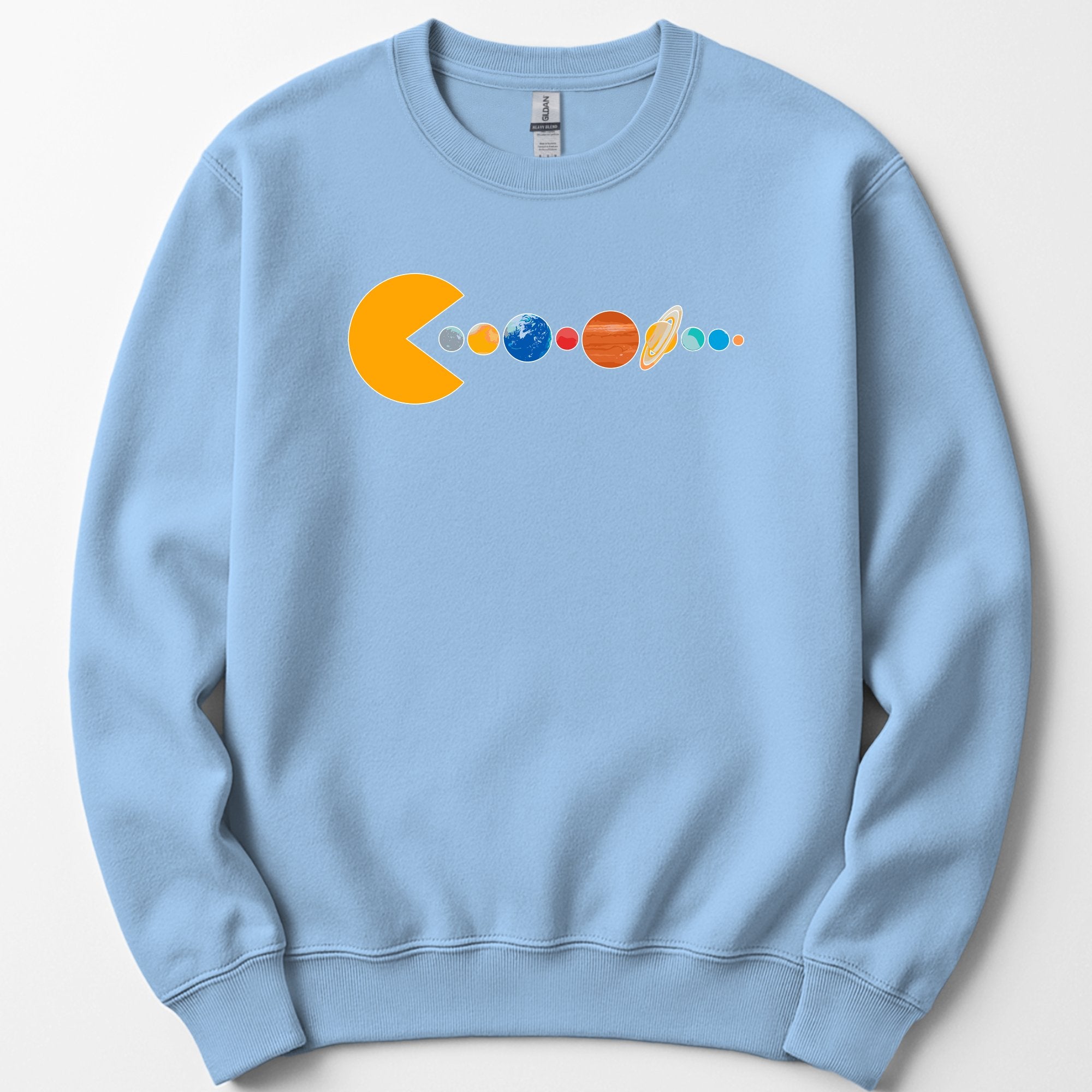 Solar System Pac Man sweatshirt — Light Blue