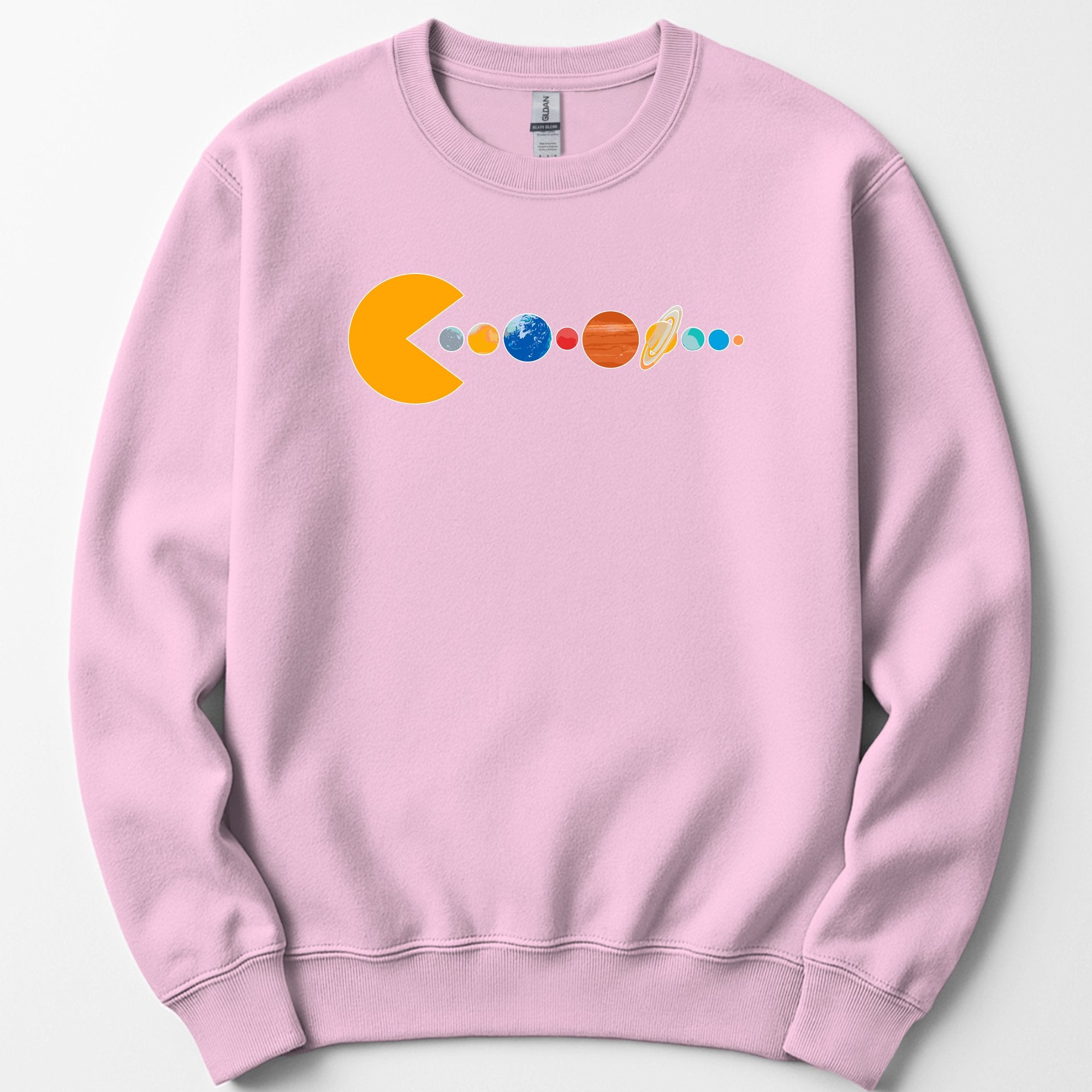 Solar System Pac Man sweatshirt — Light Pink