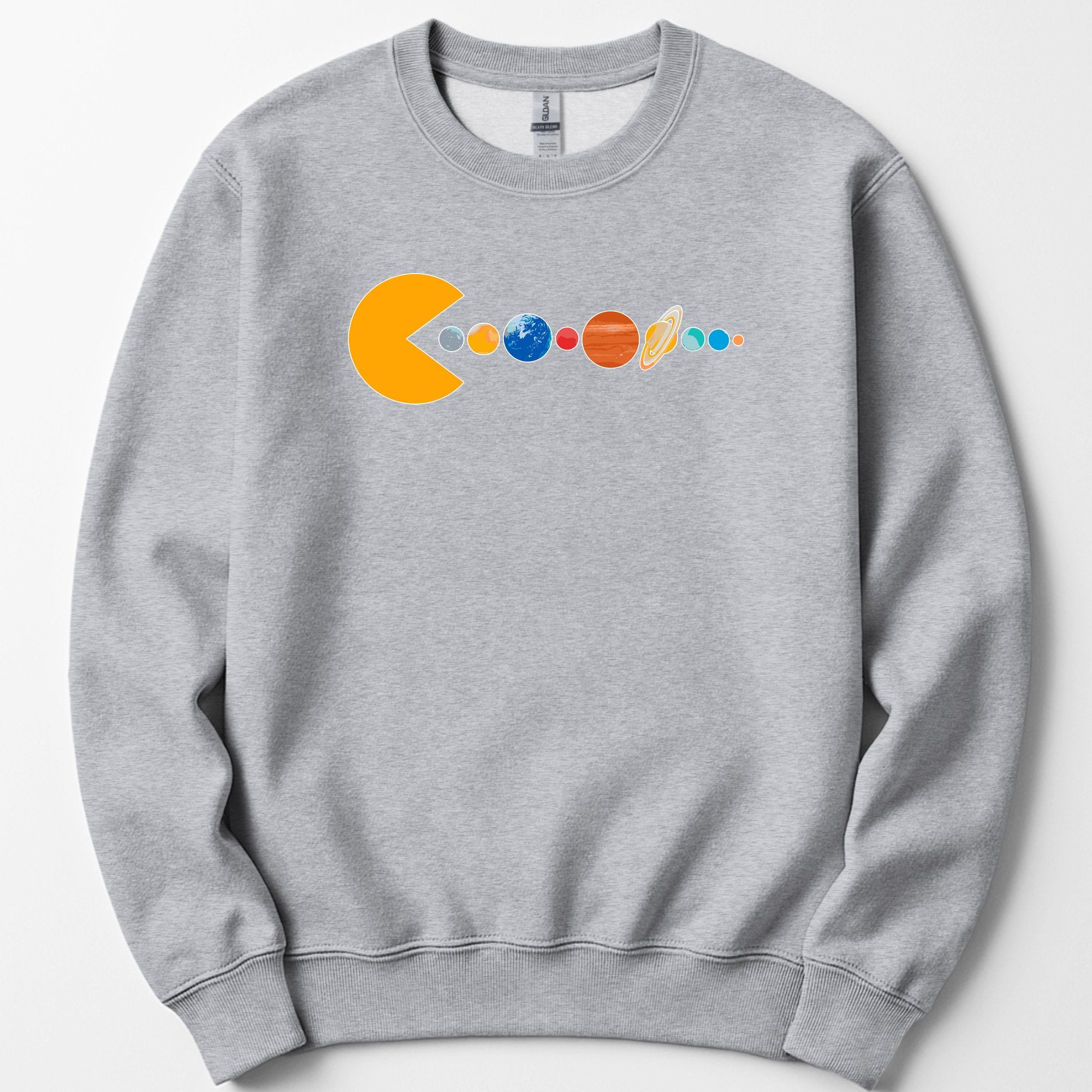 Solar System Pac Man sweatshirt — Sport Grey