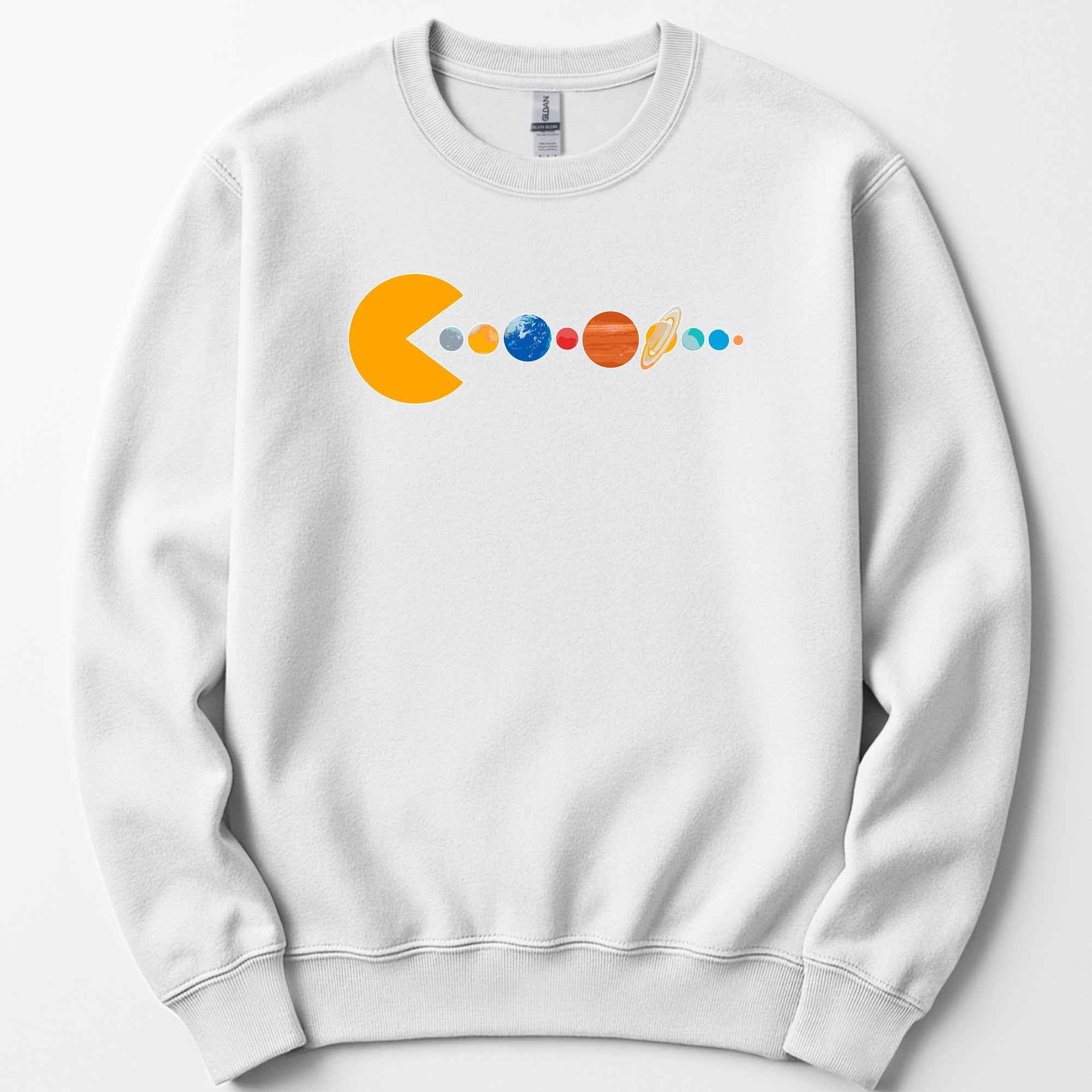 Solar System Pac Man sweatshirt — White