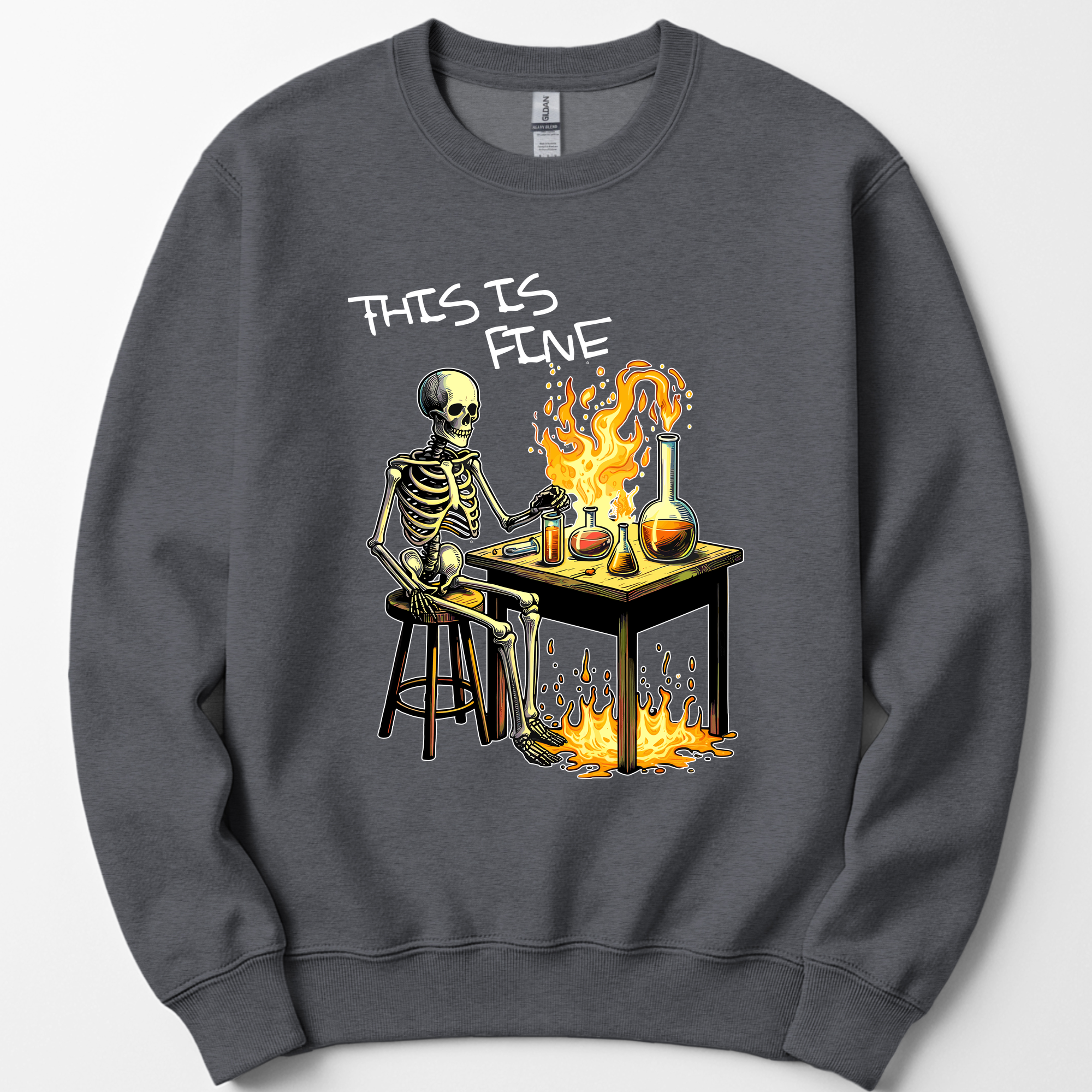 This Is Fine sweatshirt — Dark Heather