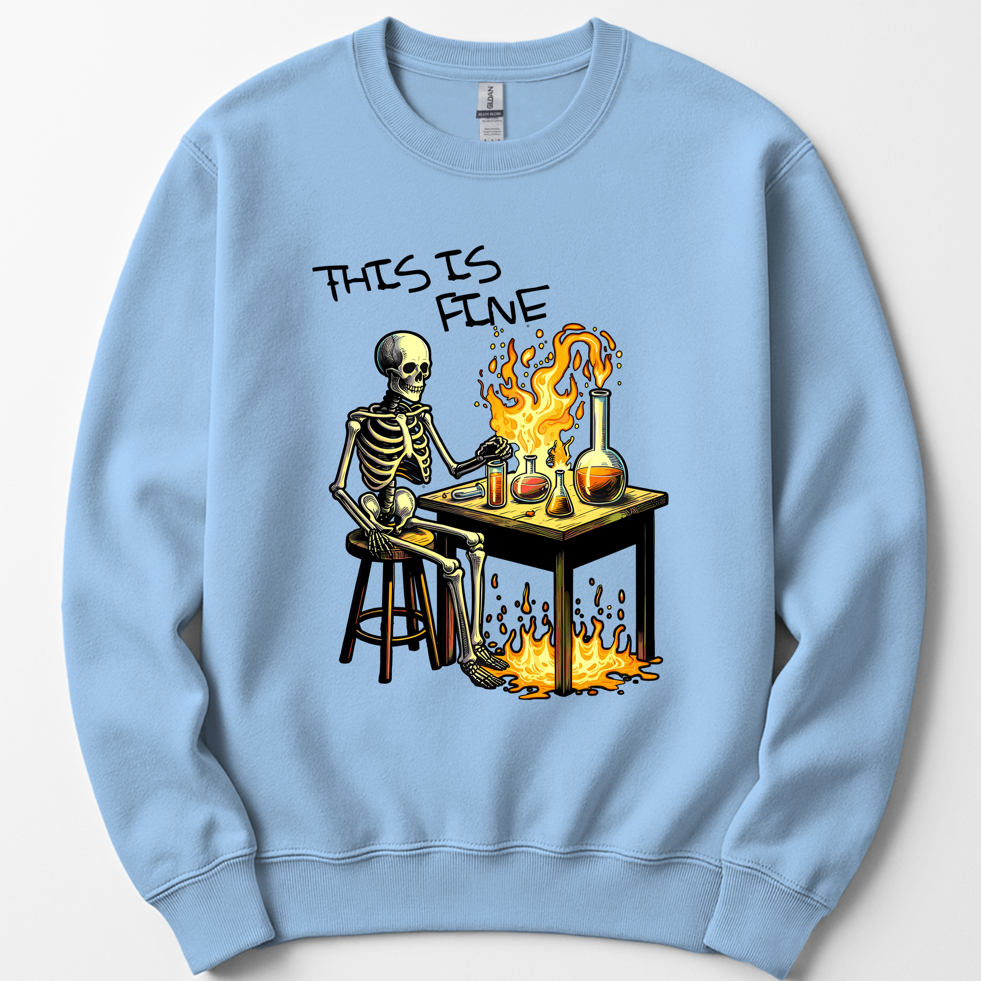 This Is Fine sweatshirt — Light Blue