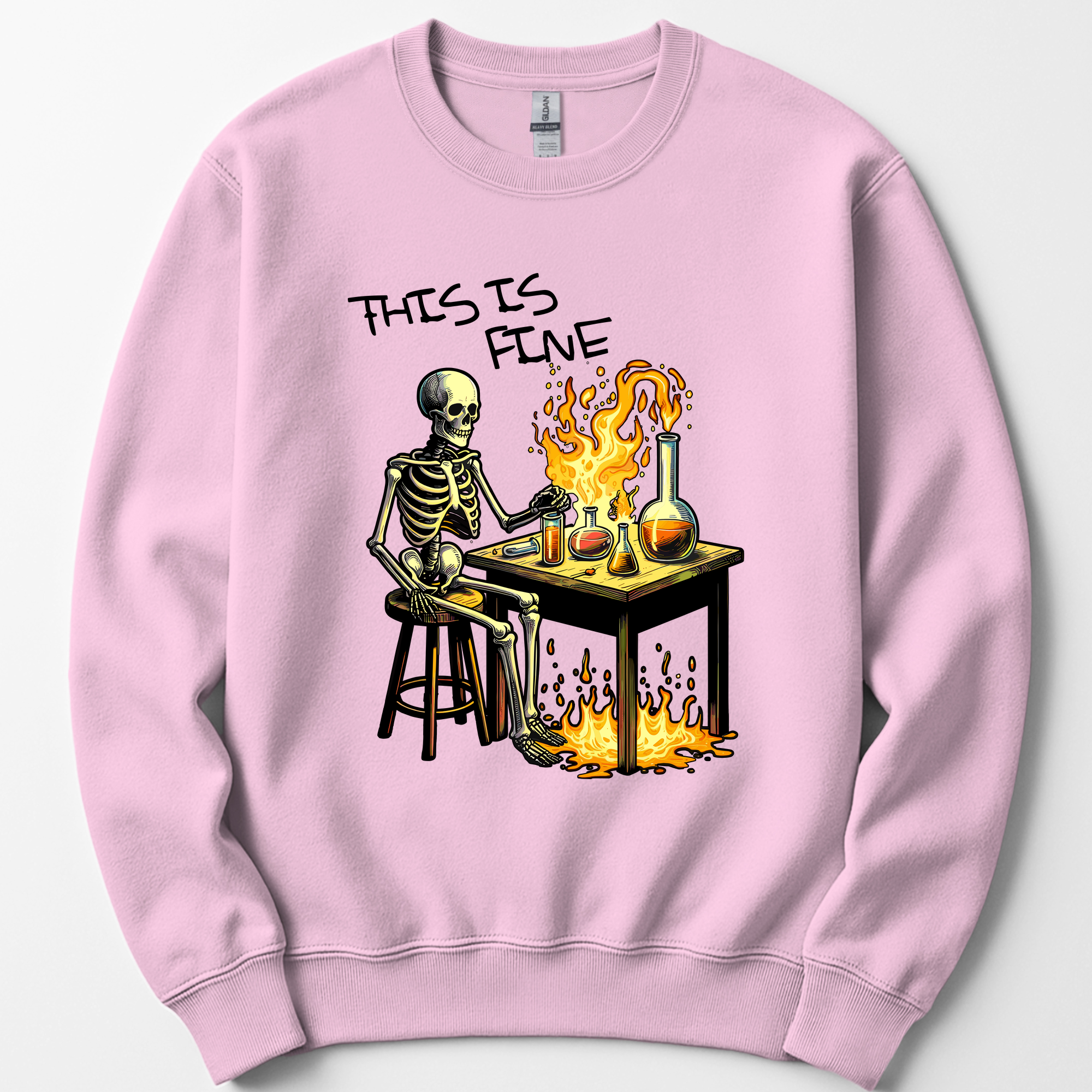 This Is Fine sweatshirt — Light Pink