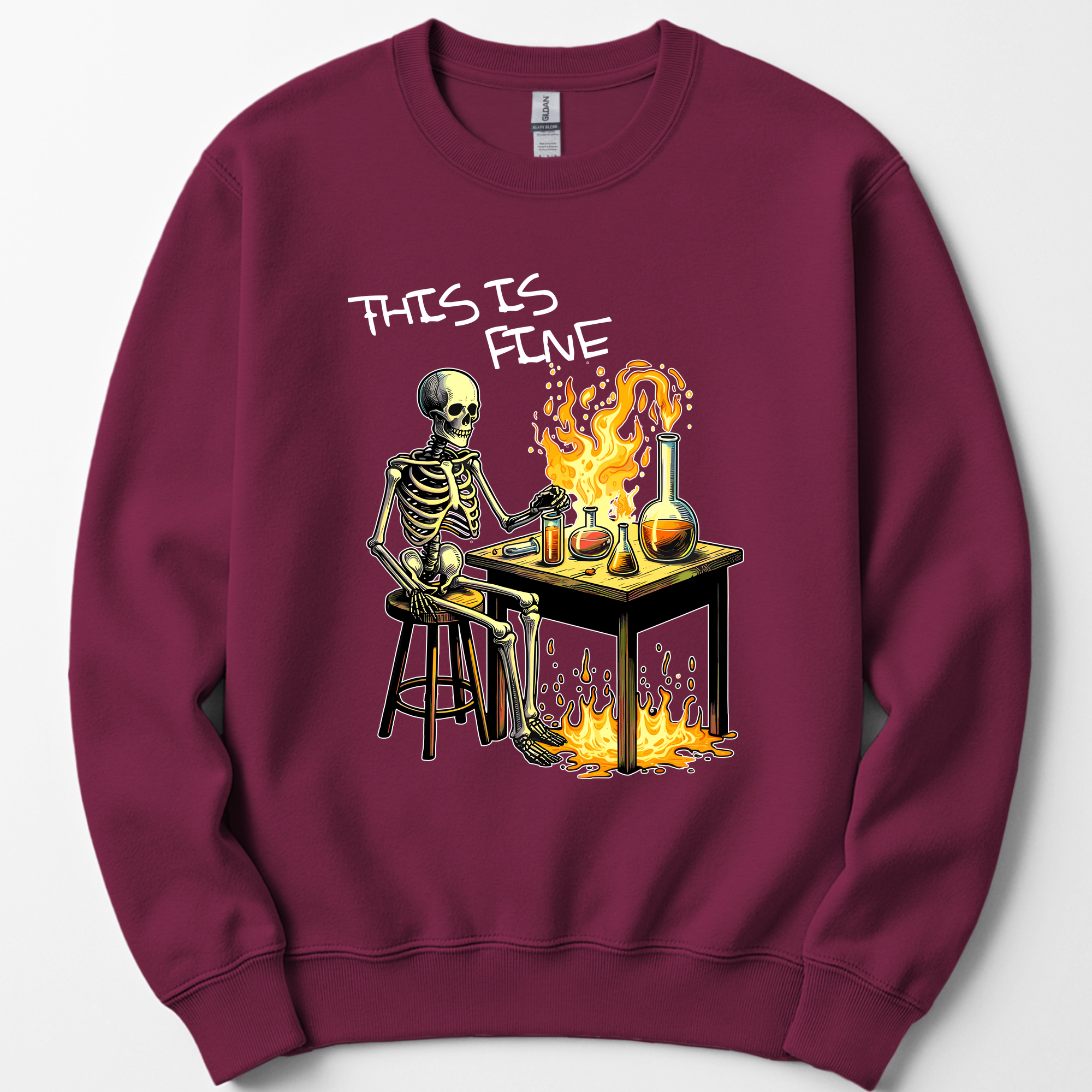 This Is Fine sweatshirt — Maroon
