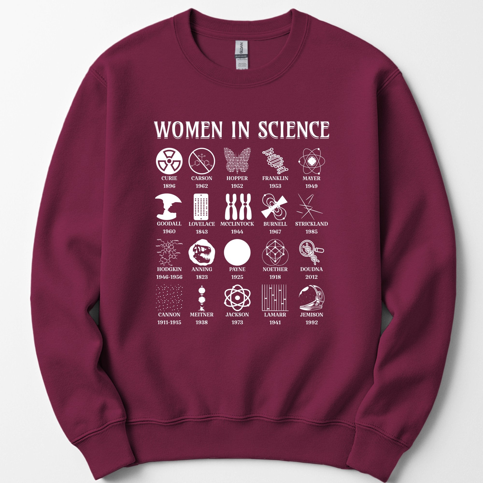 Women Science Pioneers sweatshirt — Maroon