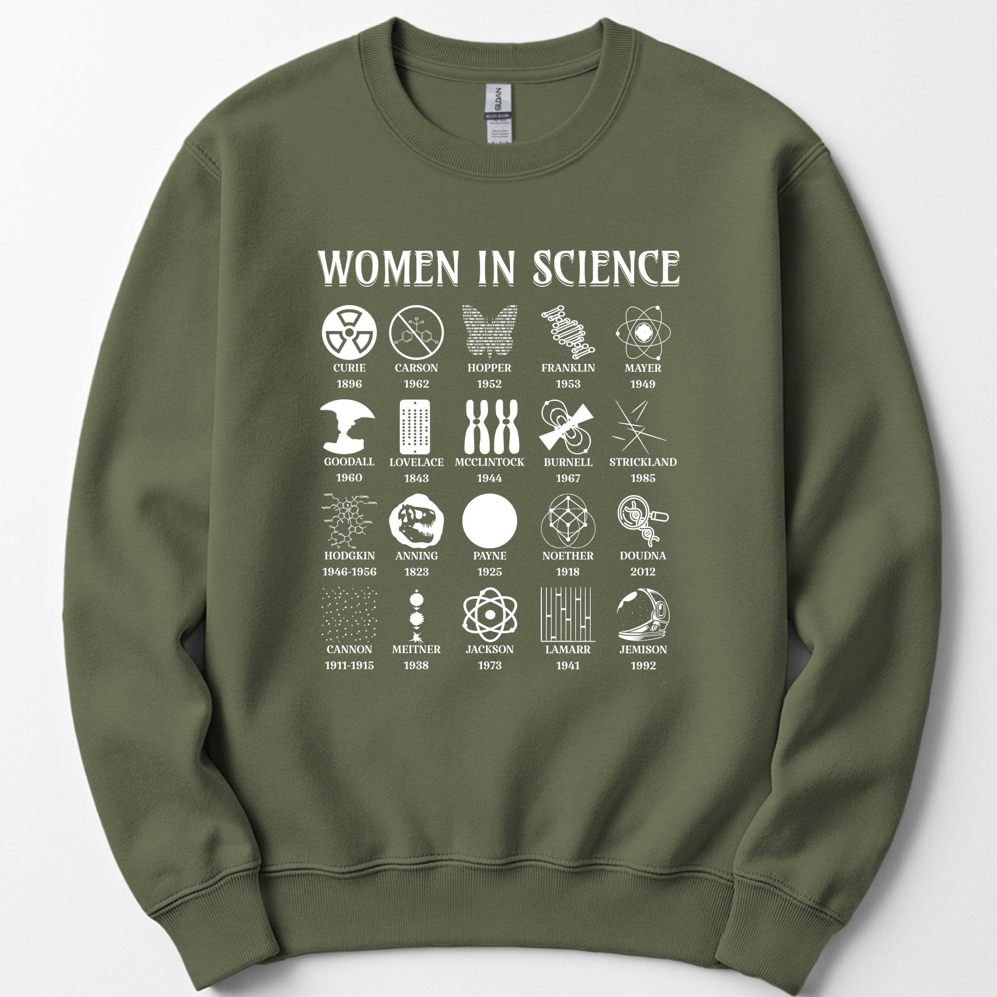Women Science Pioneers sweatshirt — Military Green