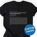 Custom scientific paper t-shirt in Black — journal colors kept, text printed in cream