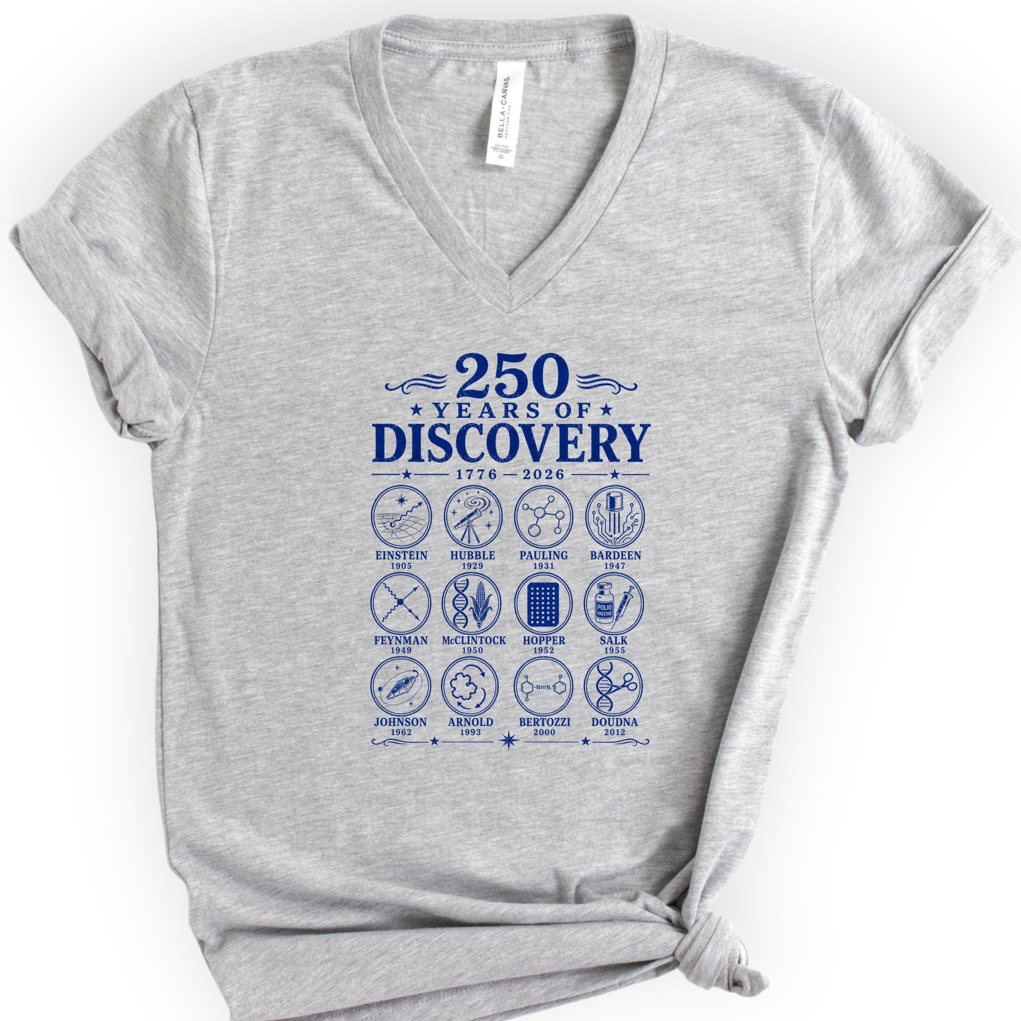 250 Years Of Discovery v-neck t-shirt — Athletic Heather