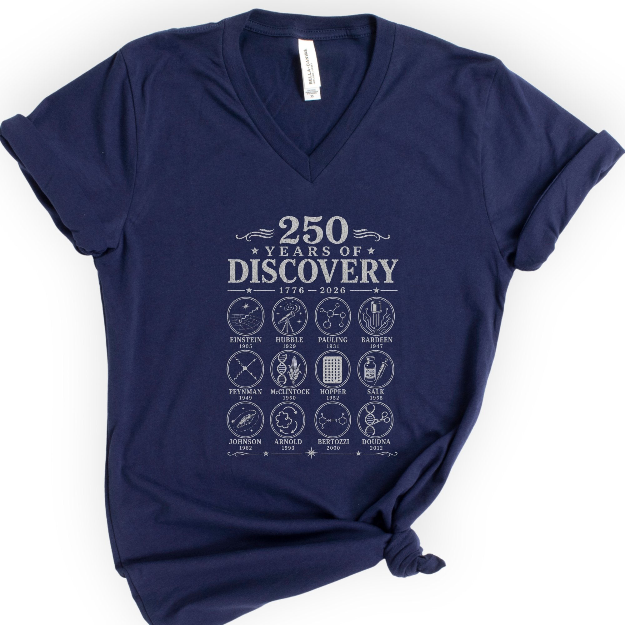 250 Years Of Discovery v-neck t-shirt — Navy