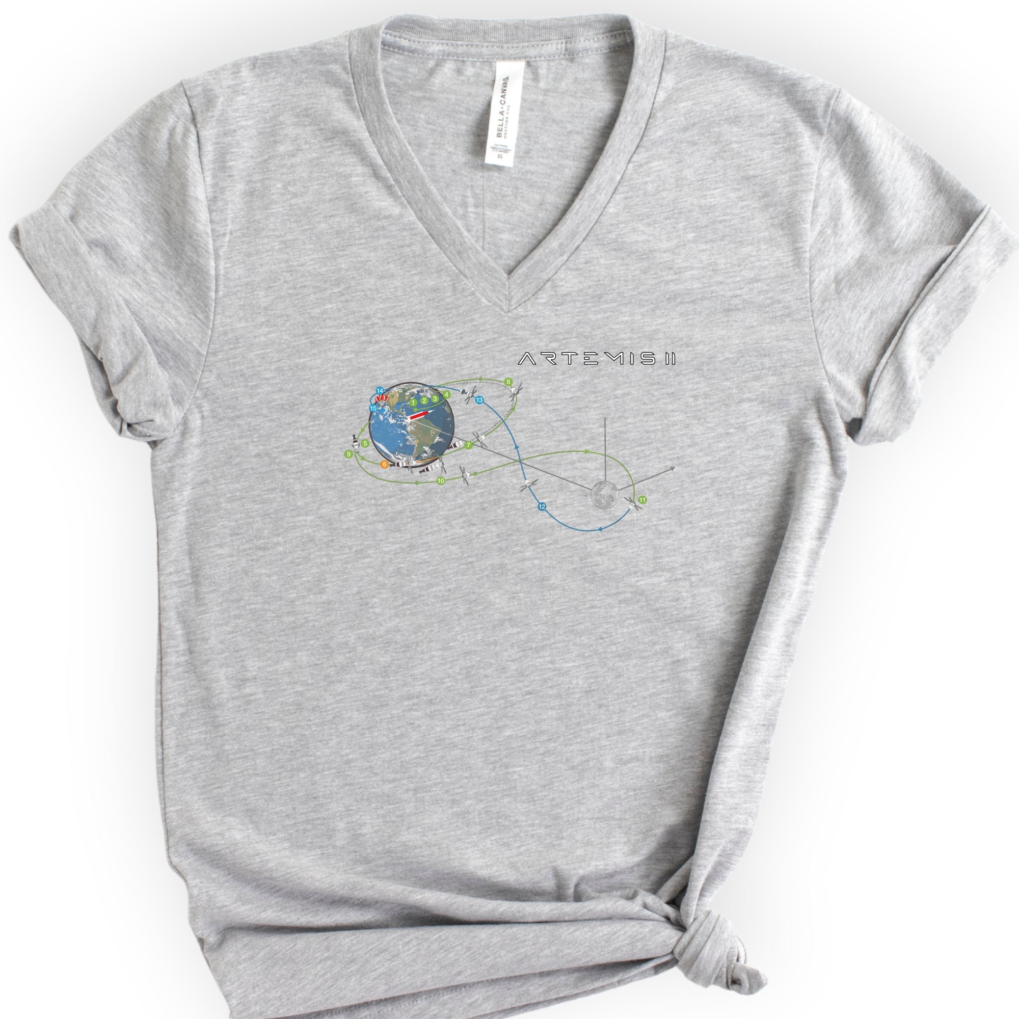 Artemis II Mission v-neck t-shirt — Athletic Heather