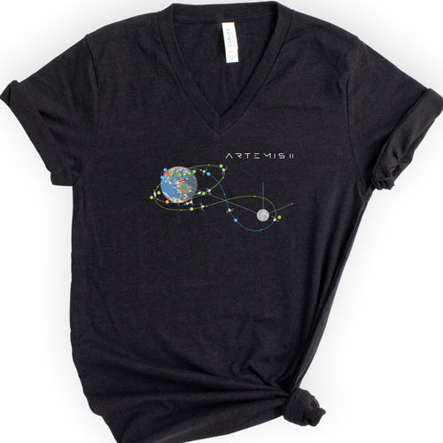 Artemis II Mission v-neck t-shirt — Black