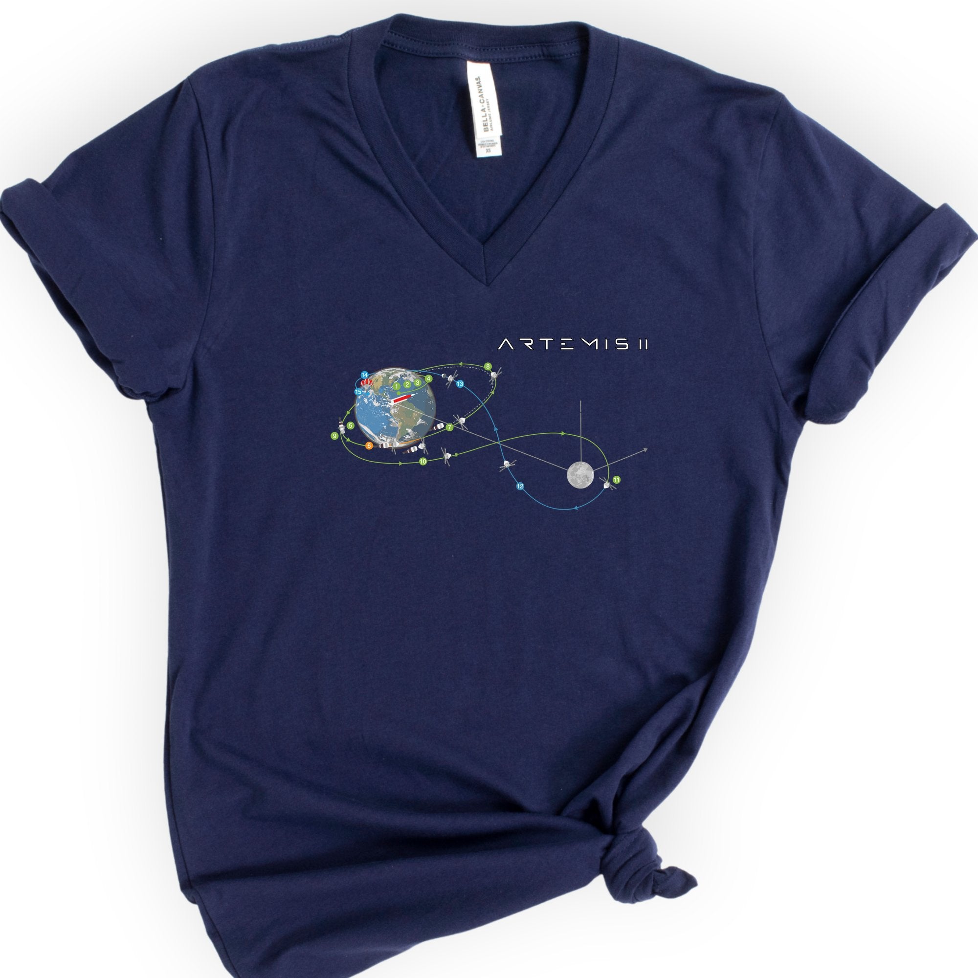 Artemis II Mission v-neck t-shirt — Navy