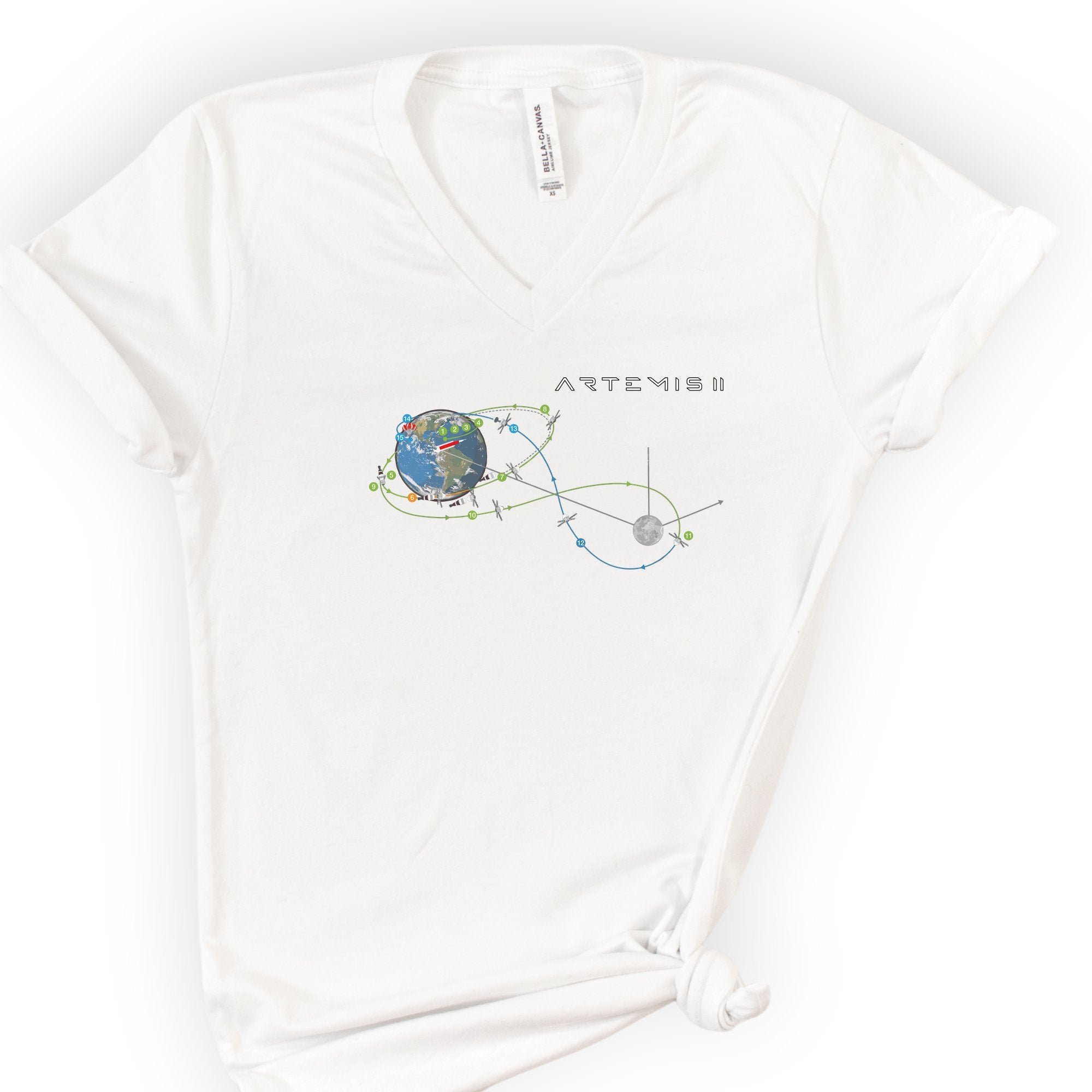 Artemis II Mission v-neck t-shirt — White