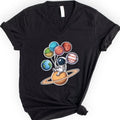 Astronaut and Planets v-neck t-shirt — Black