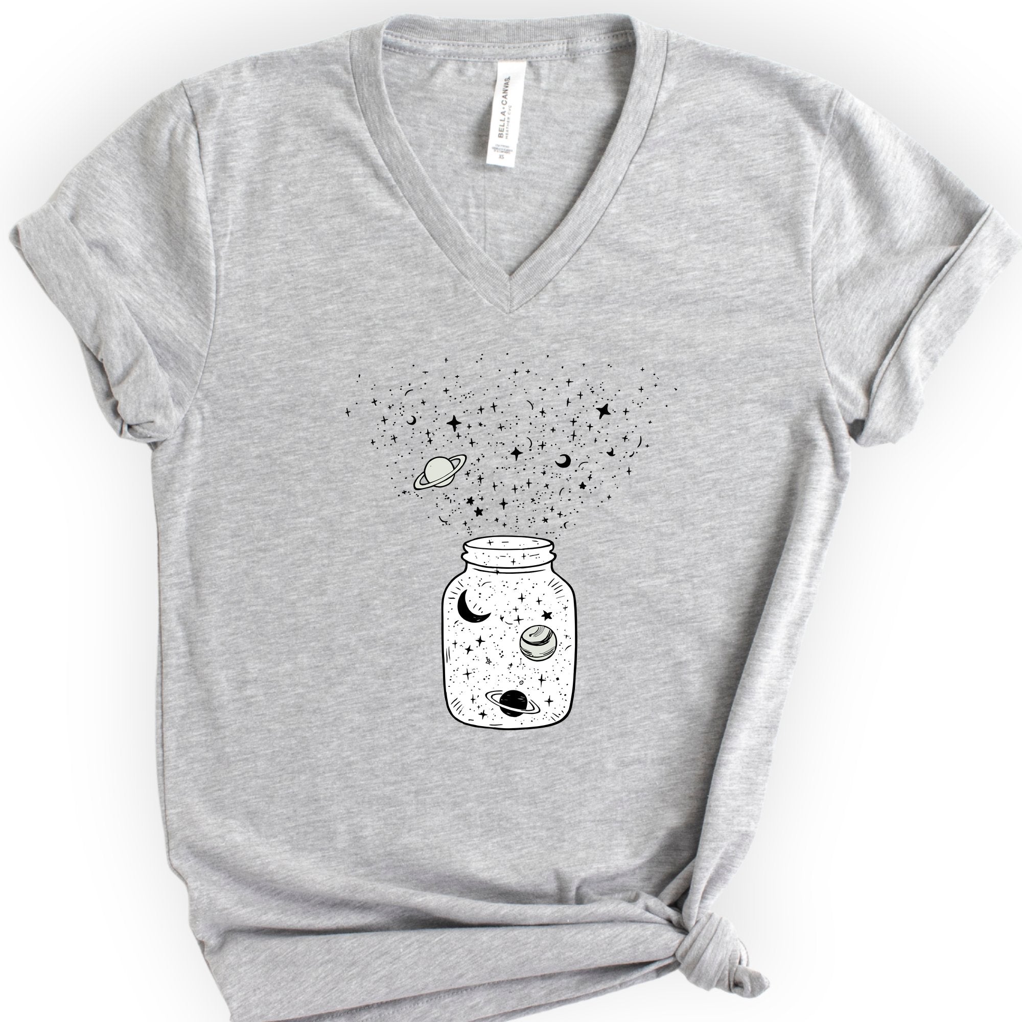 Astronomy Jar v-neck t-shirt — Athletic Heather