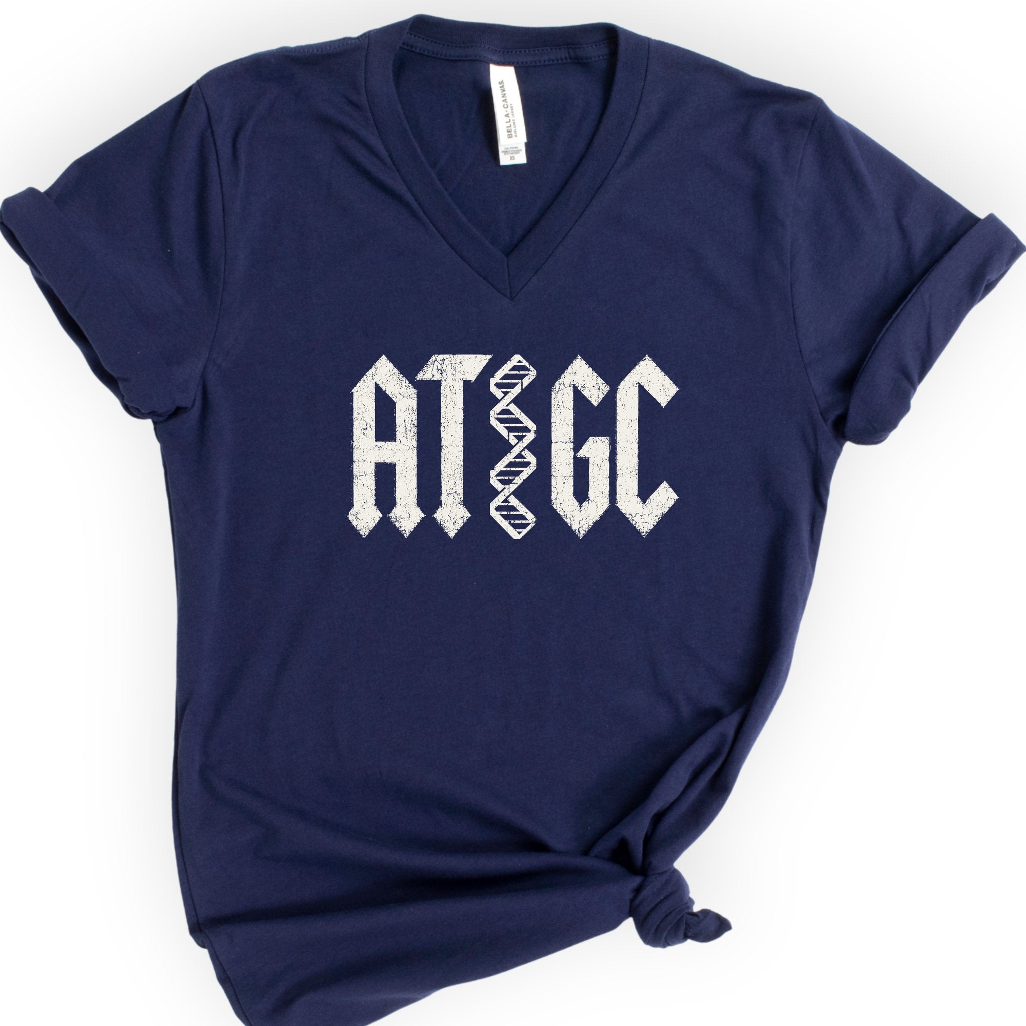 ATGC Molecular Biology v-neck t-shirt — Navy