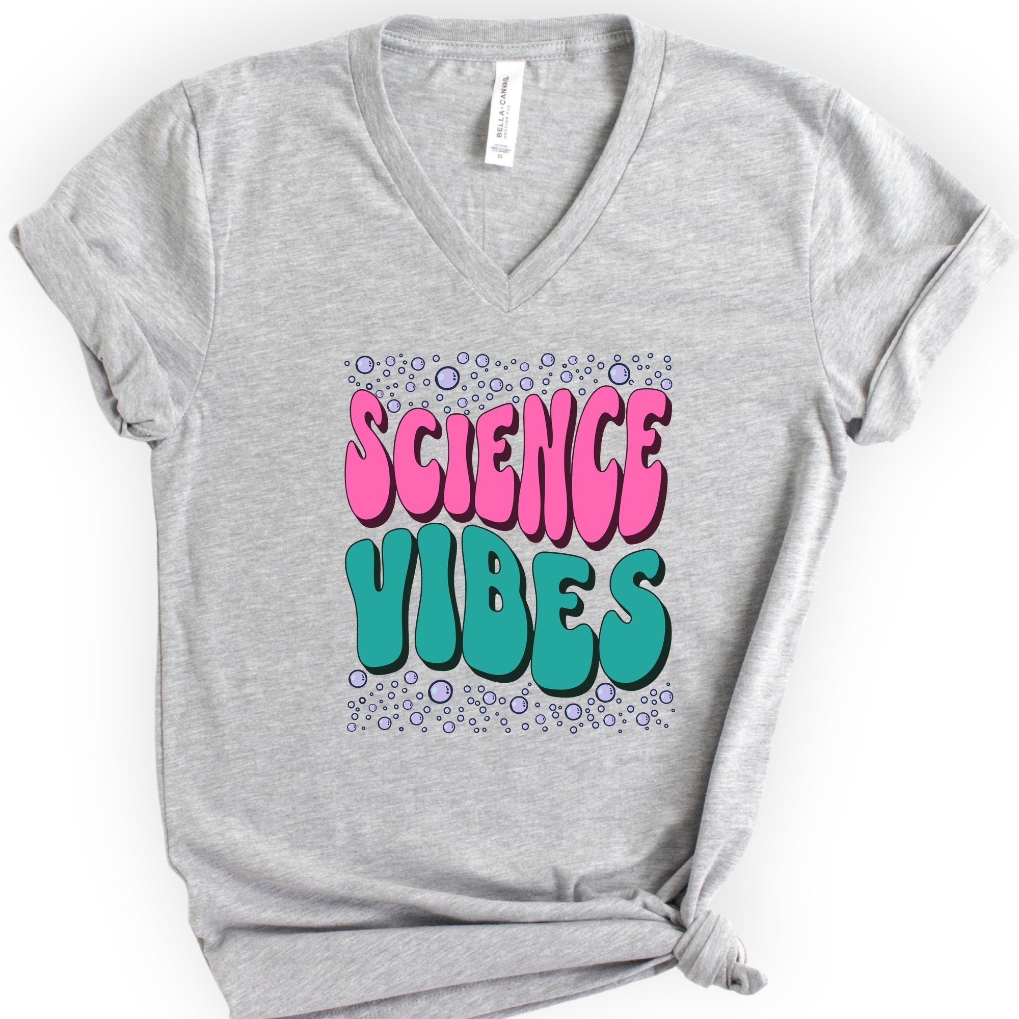 Bubble Science v-neck t-shirt — Athletic Heather