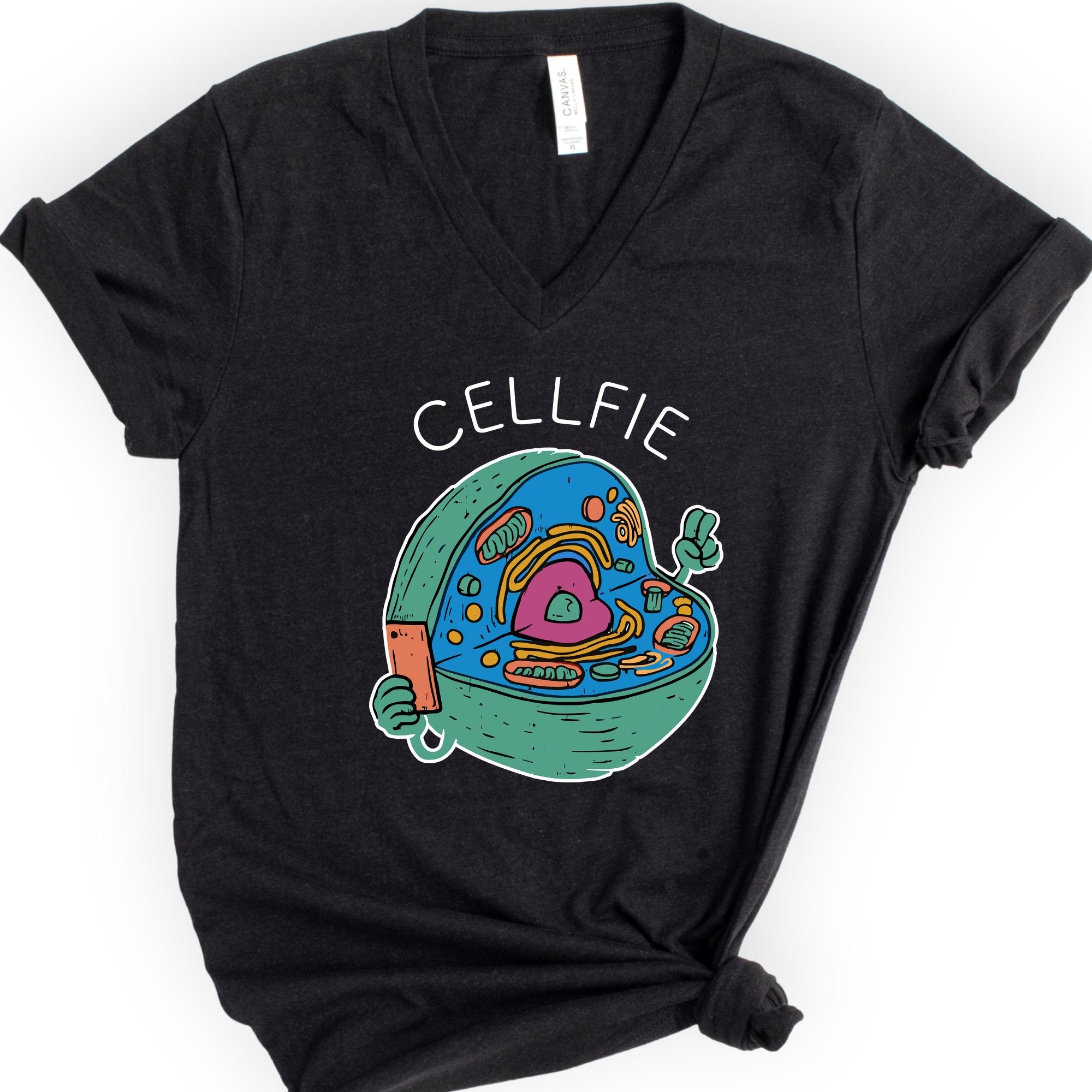 Cellfie v-neck t-shirt — Black