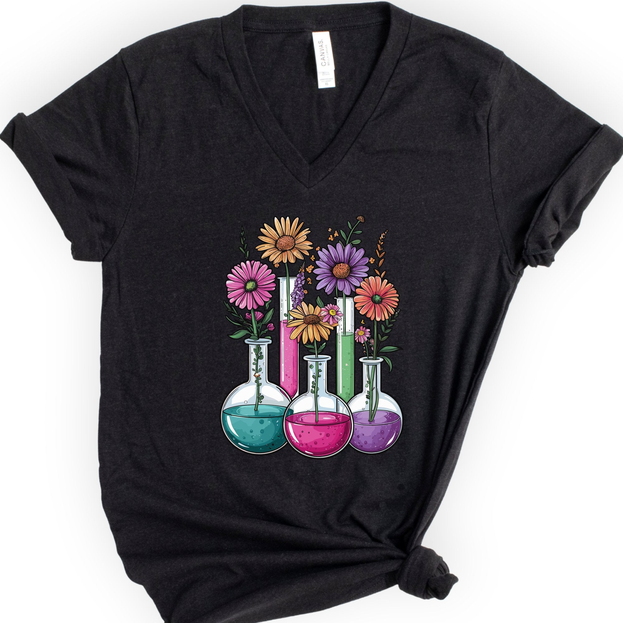 Chemistry Flask Garden v-neck t-shirt — Black