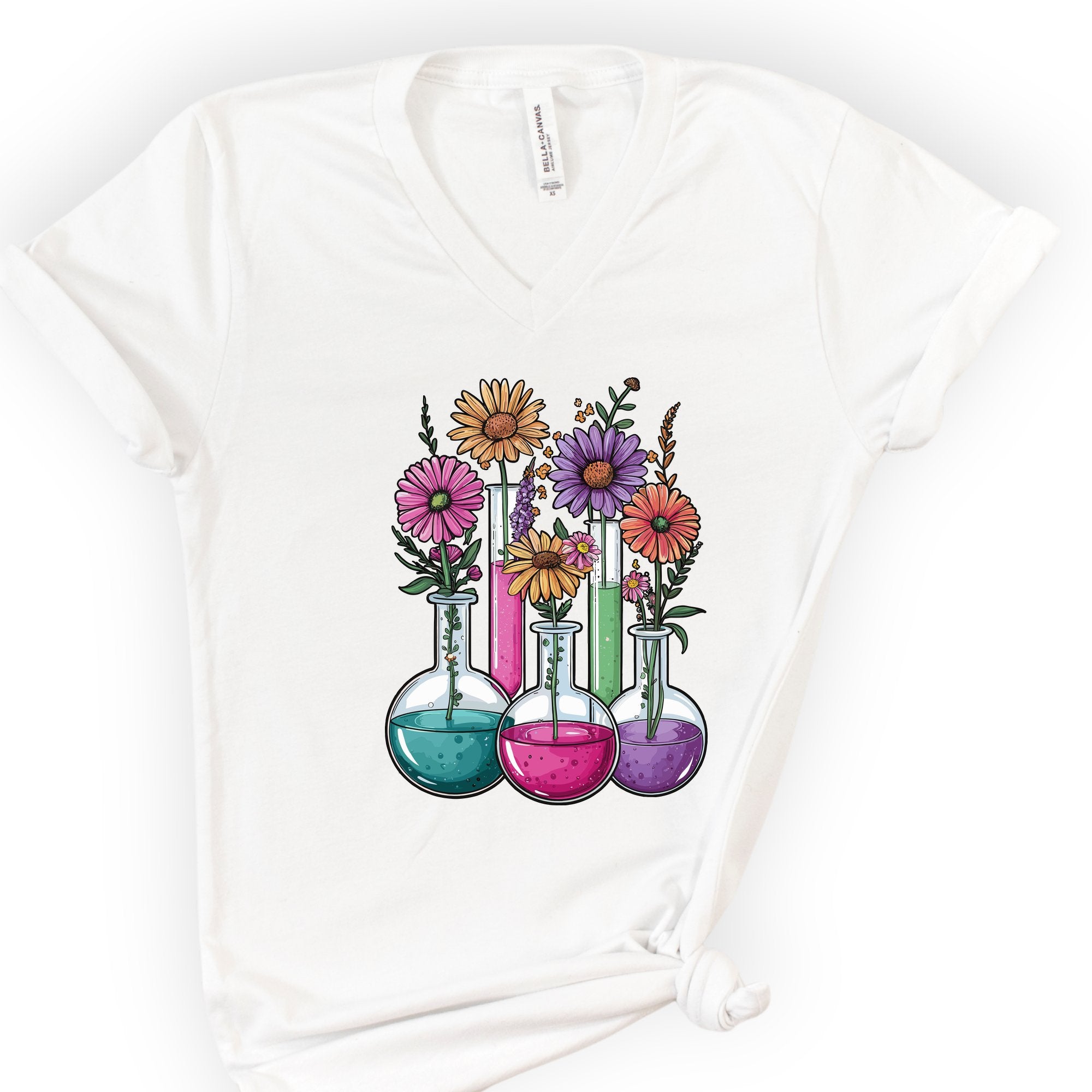 Chemistry Flask Garden v-neck t-shirt — White