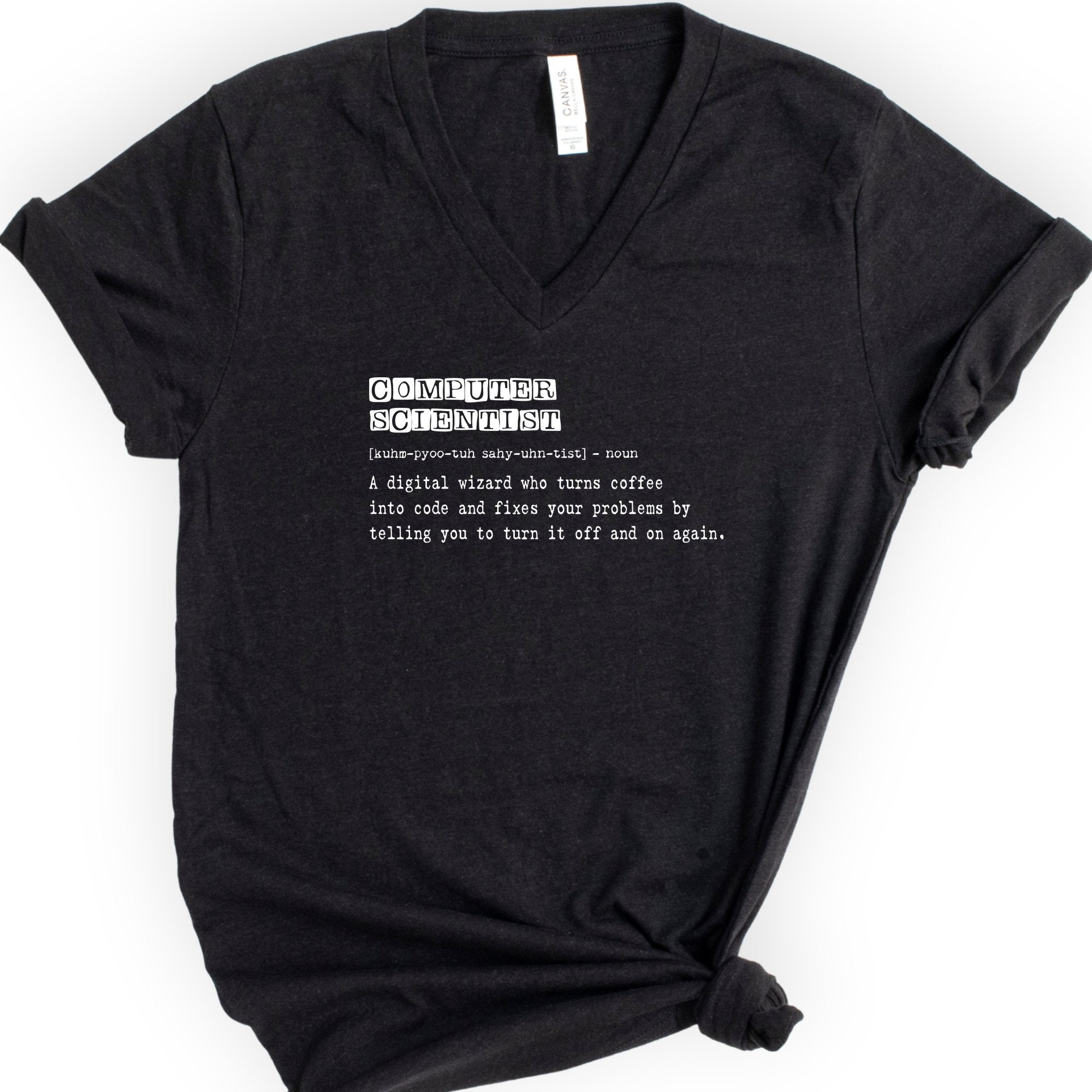 Computer Scientist Definition v-neck t-shirt — Black