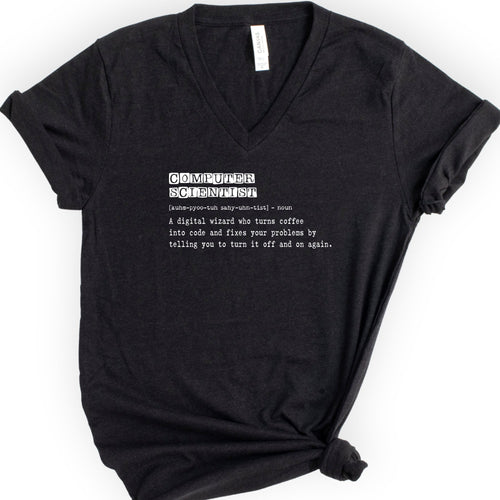 Computer Scientist Definition v-neck t-shirt — Black
