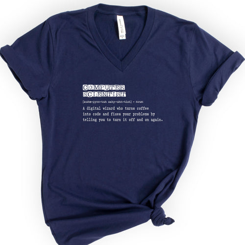 Computer Scientist Definition v-neck t-shirt — Navy