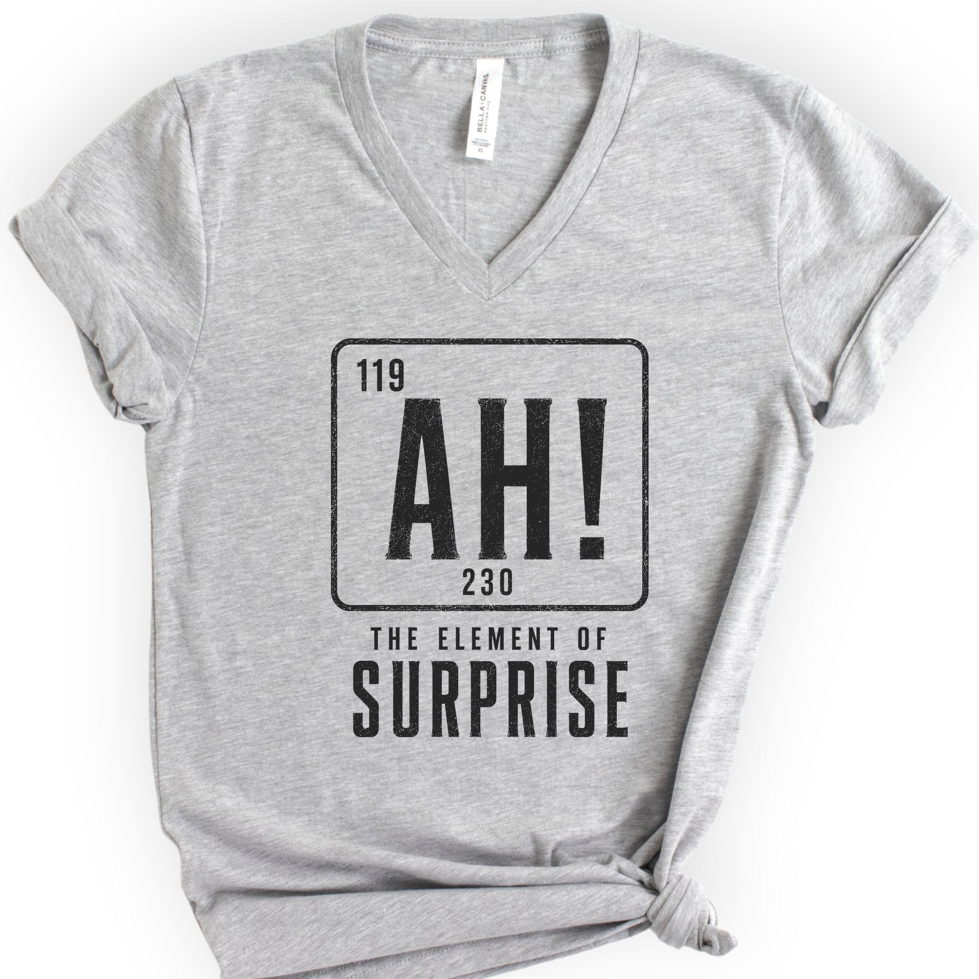 Ah! The Element Of Surprise v-neck t-shirt — Athletic Heather