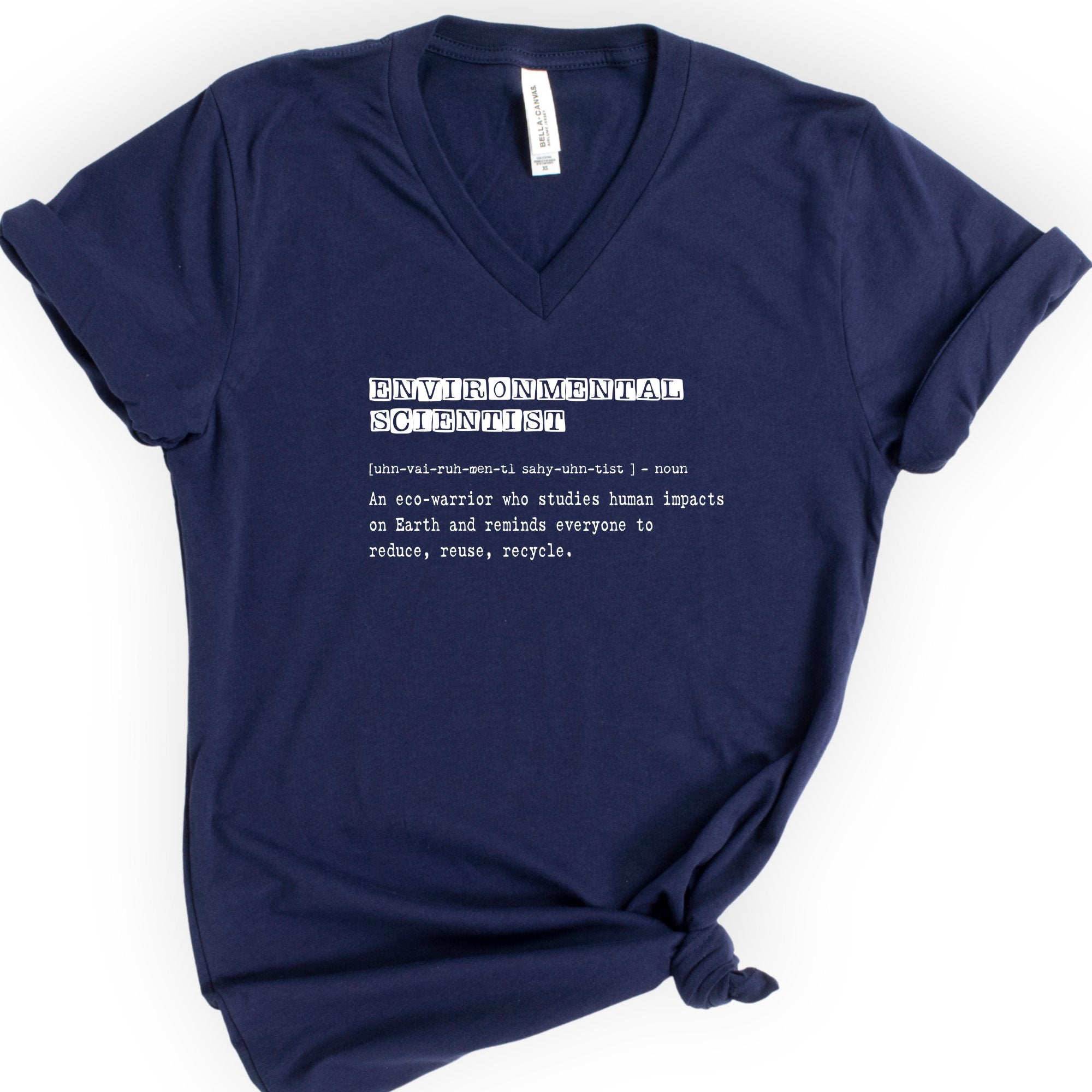 Environmental Scientist Definition v-neck t-shirt — Navy