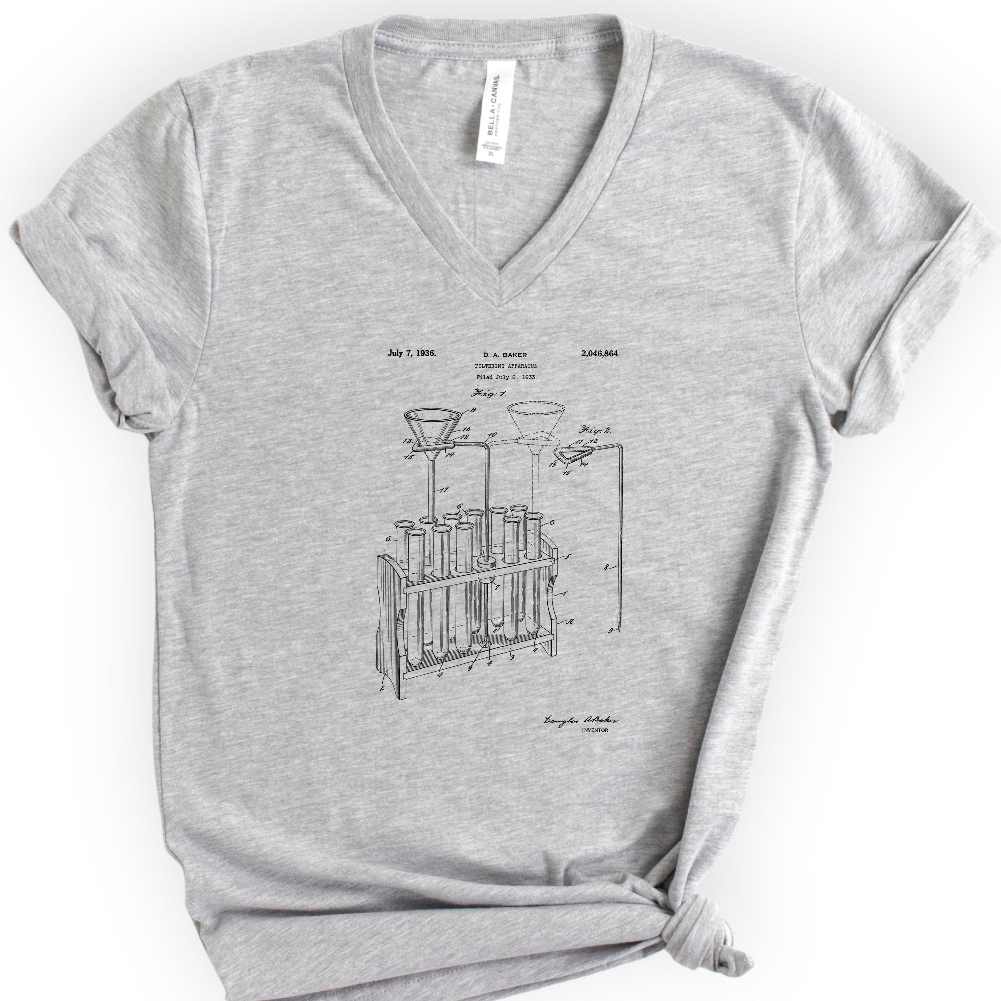Filtering Apparatus Patent v-neck t-shirt — Athletic Heather
