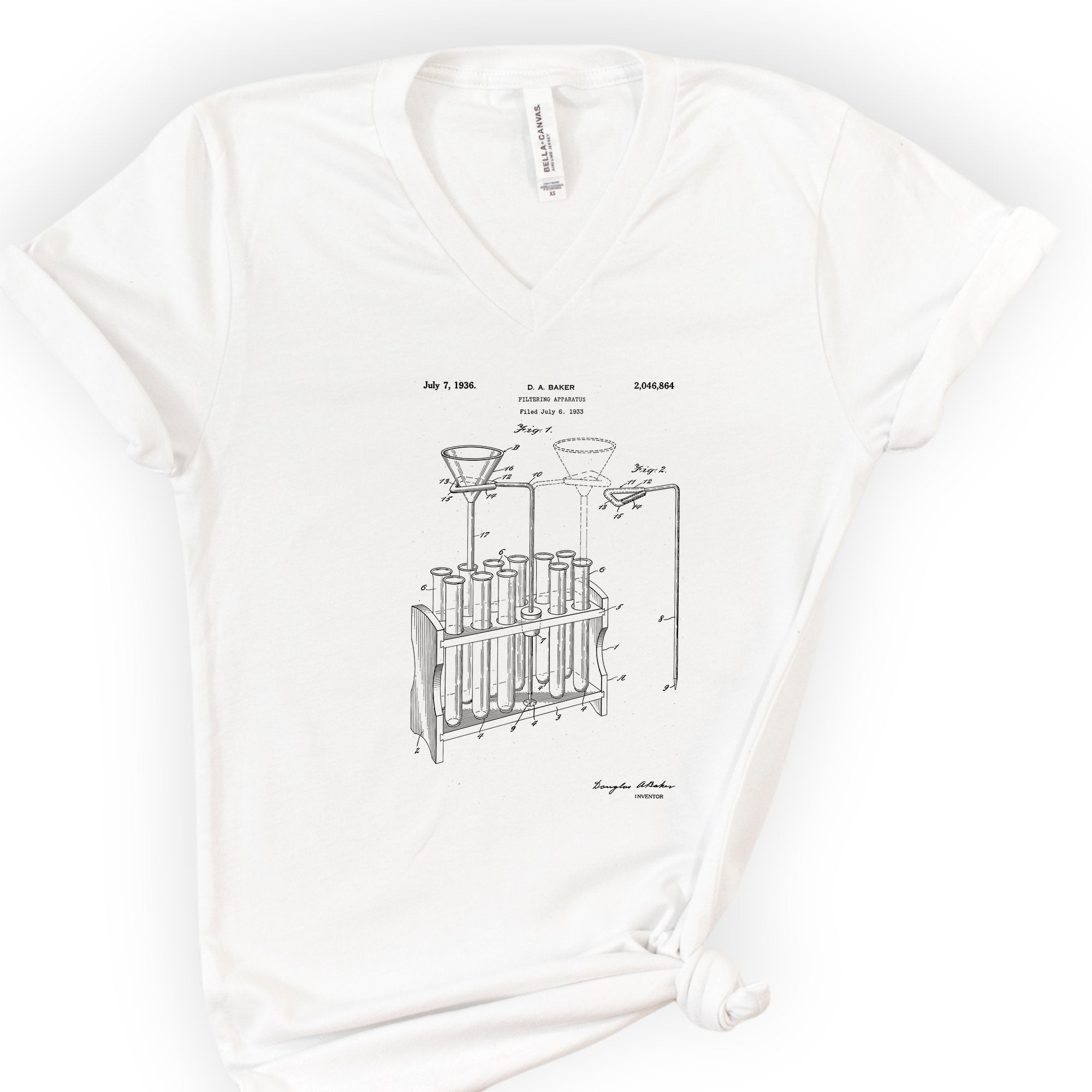 Filtering Apparatus Patent v-neck t-shirt — White
